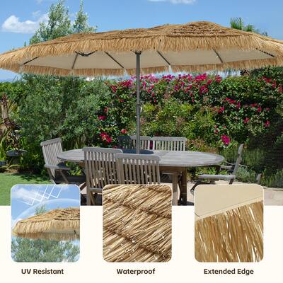 ainfox patio umbrella 10FT 3 tier vented Outdoor Table Umbrella,Market Umbrella with Push Button Tilt and Crank for Garden, Lawn, Deck, Backyard & with an air vent for airflow and inversion prevention Ainfox - 15FT Tiki Patio