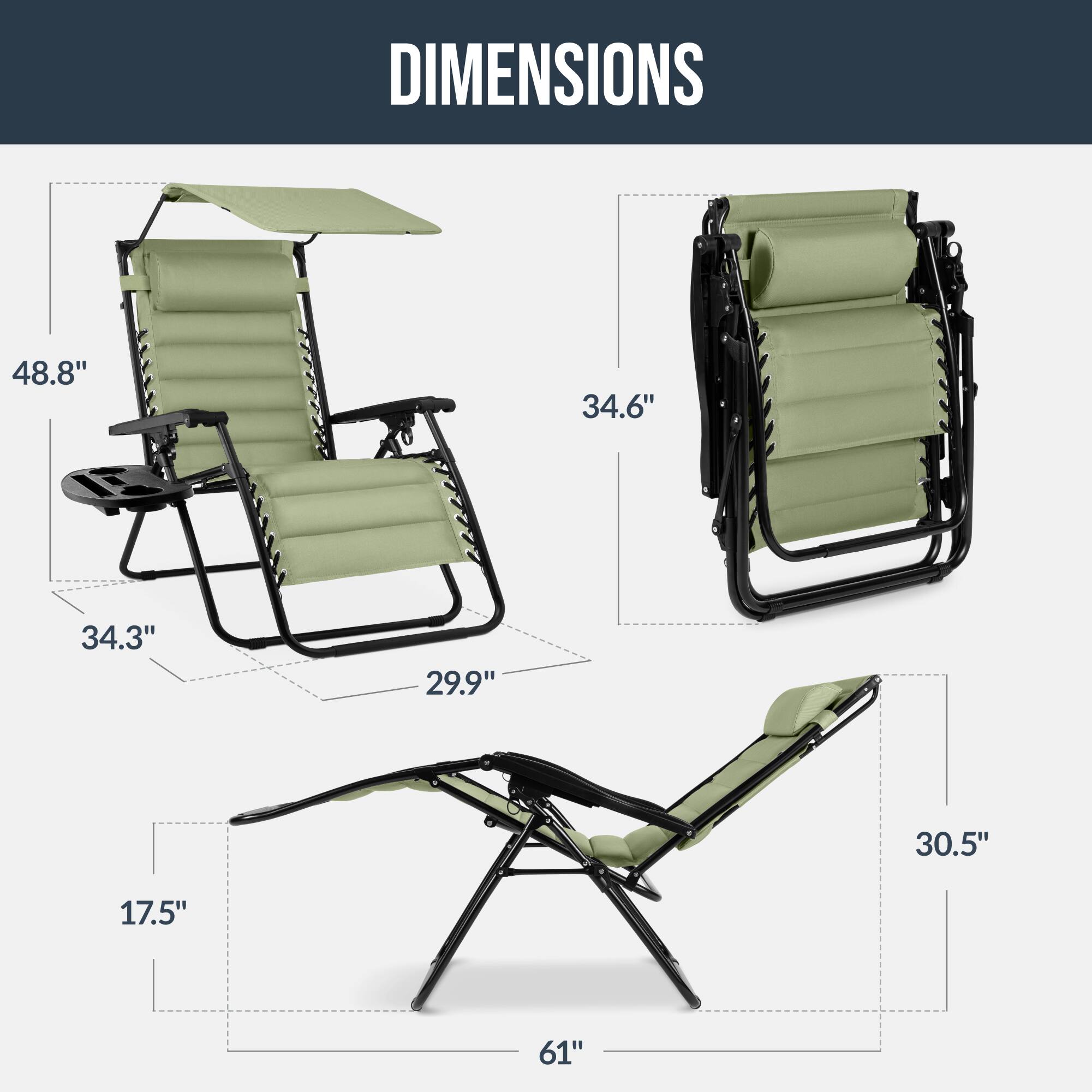 DIMENSIONS

48.8" 34.6" 34.3" 29.9" 30.5" 17.5" 61"
