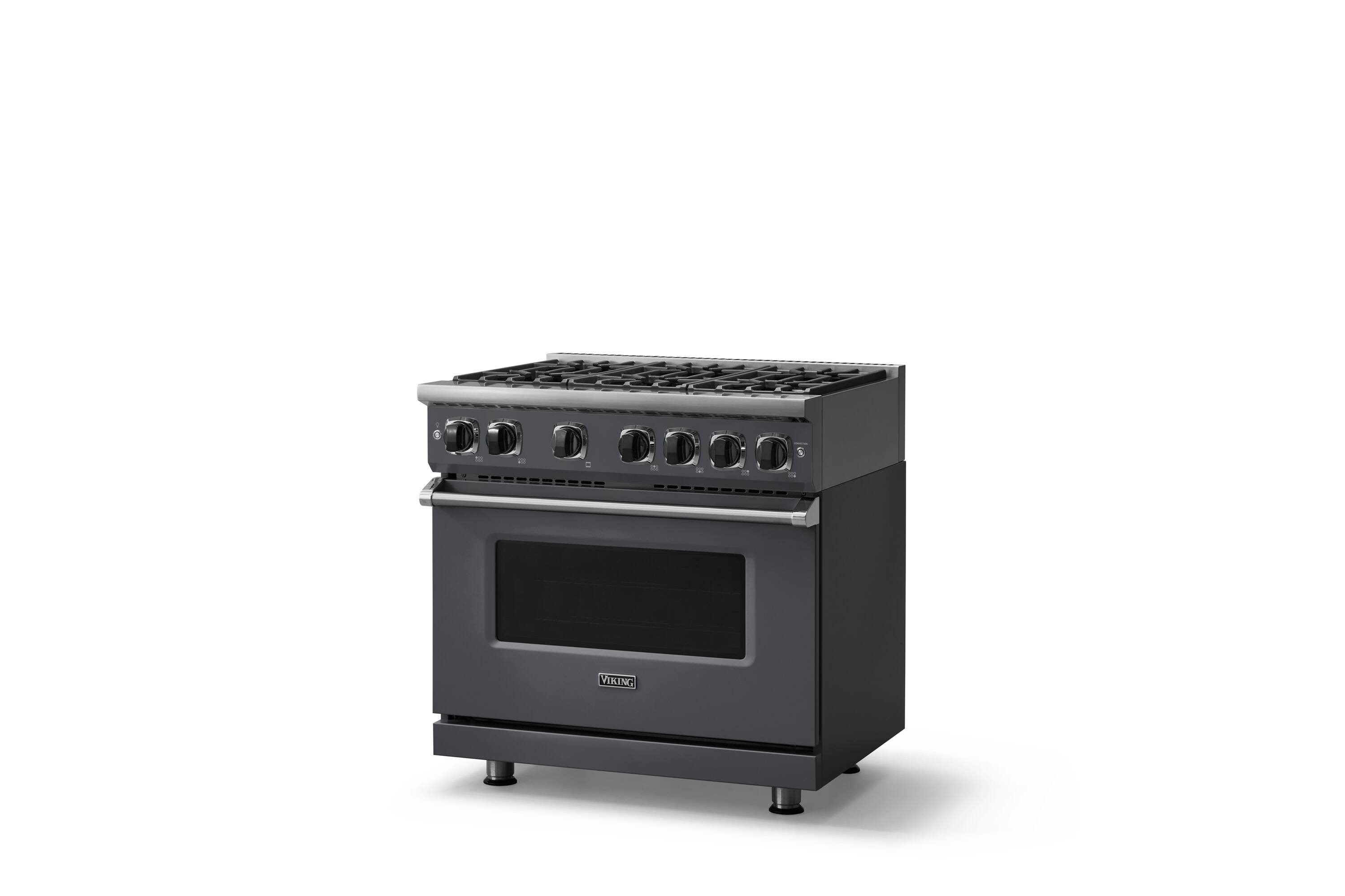 Angle. Viking - Pro 7 Series 5.6 Cu. Ft. Freestanding Sealed 4 Burner Gas Convection Range - Cast Black - Cast Black.