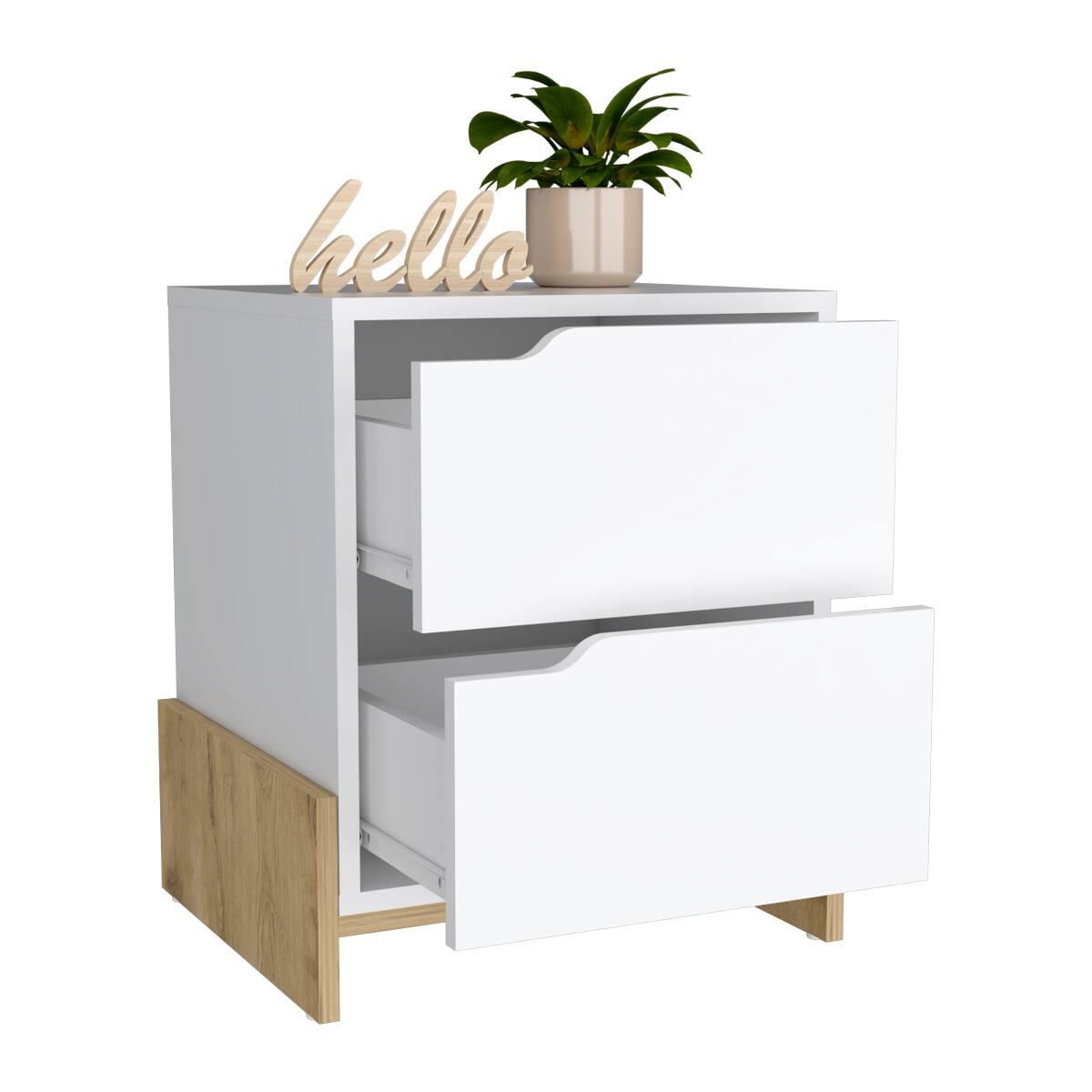 Alt View 3. Loheer - Loheer 2 Drawer Nightstand Modern Bedside Table with Bedroom Storage - Multicolor.