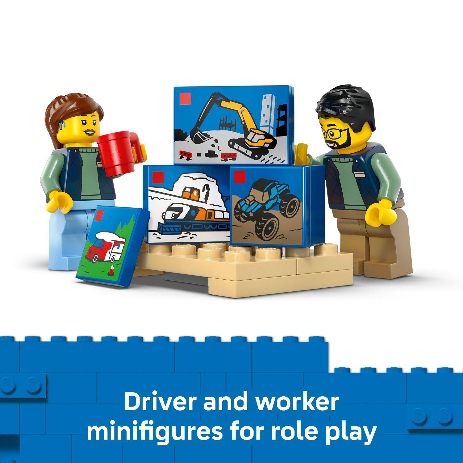 Driver and worker minifigures for role play