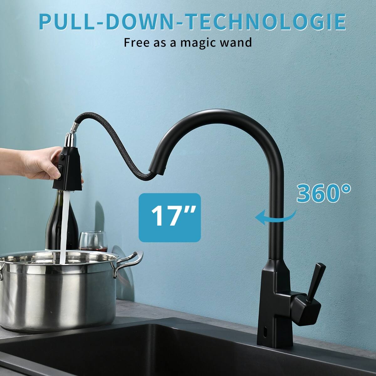 PULL-DOWN-TECHNOLOGIE  
Free as a magic wand  

17"  

360°