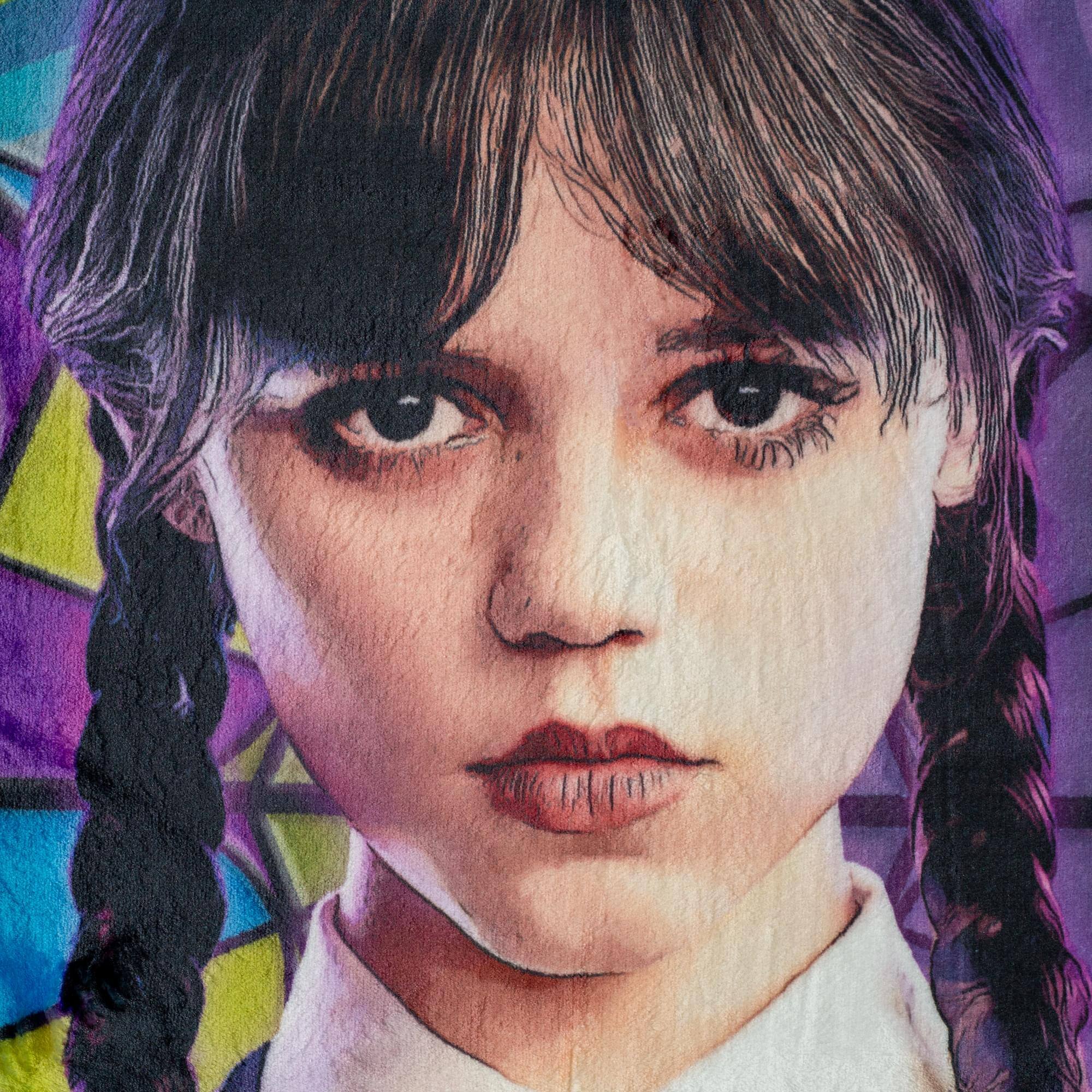 Alt View 1. Silver Buffalo - Addams Family Wednesday Signature Pose Raschel Throw Blanket | 45 x 60 Inches - Purple.