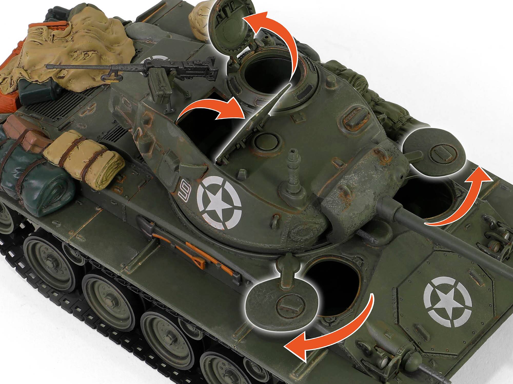 Alt View 5. Forces Of Valor - M24 Chaffee Light Tank "Germany, WWII" (1945) US Army "Armoured Fighting Vehicle" Series 1/32 Model by Forces of Valor.
