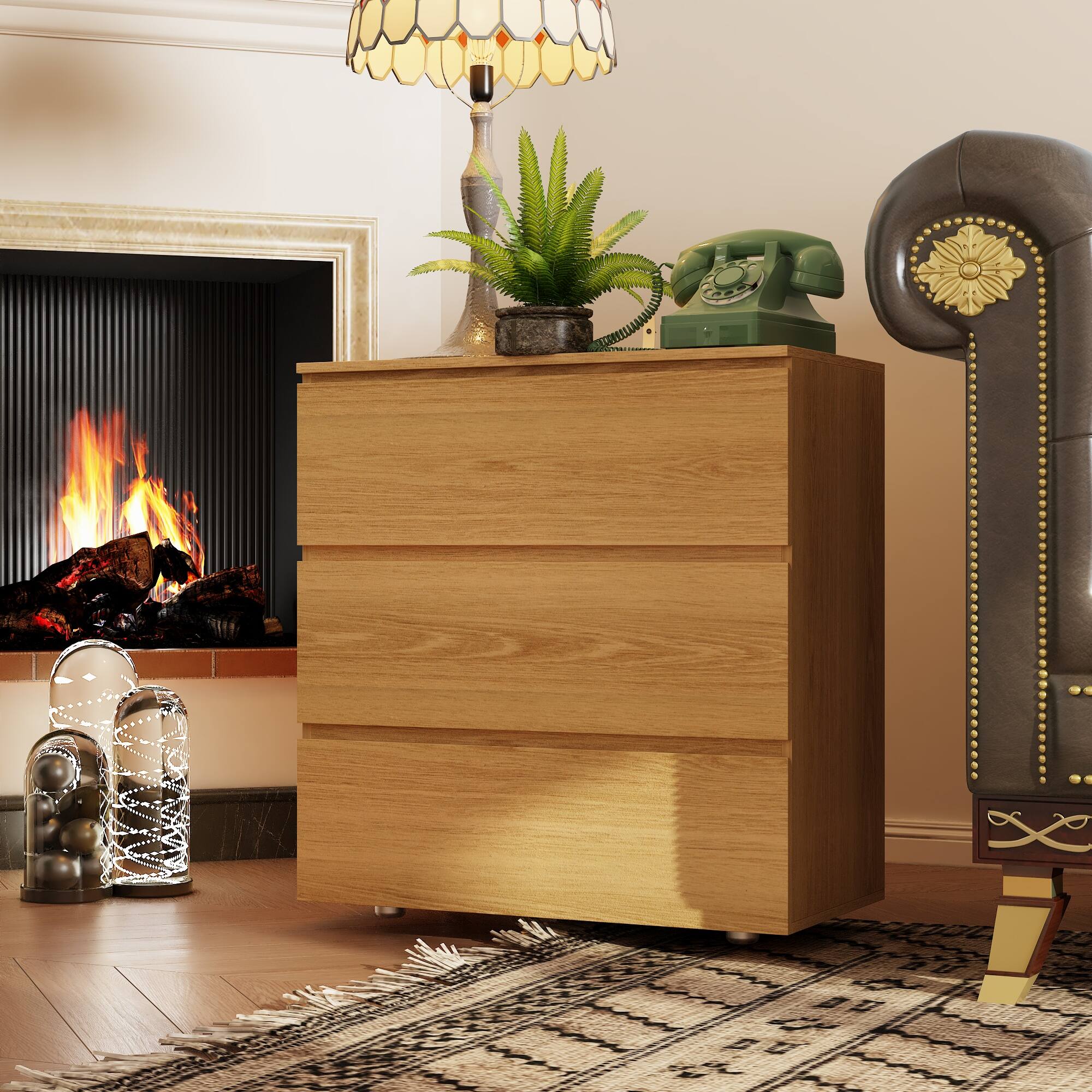 Alt View 2. FUFU & GAGA - FUFU&GAGA 3 - Drawer Dresser Compact Storage Unit – Natural Wood, Multi - Functional for Home Spaces - Wooden.