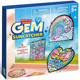 Joyfy - 4 PCS Gem Art Kit for Kids, Garden Themed Window Art, DIY Suncatcher Kits, Birthday Christmas Gift for Boys Girls Age 6+ - Multicolored