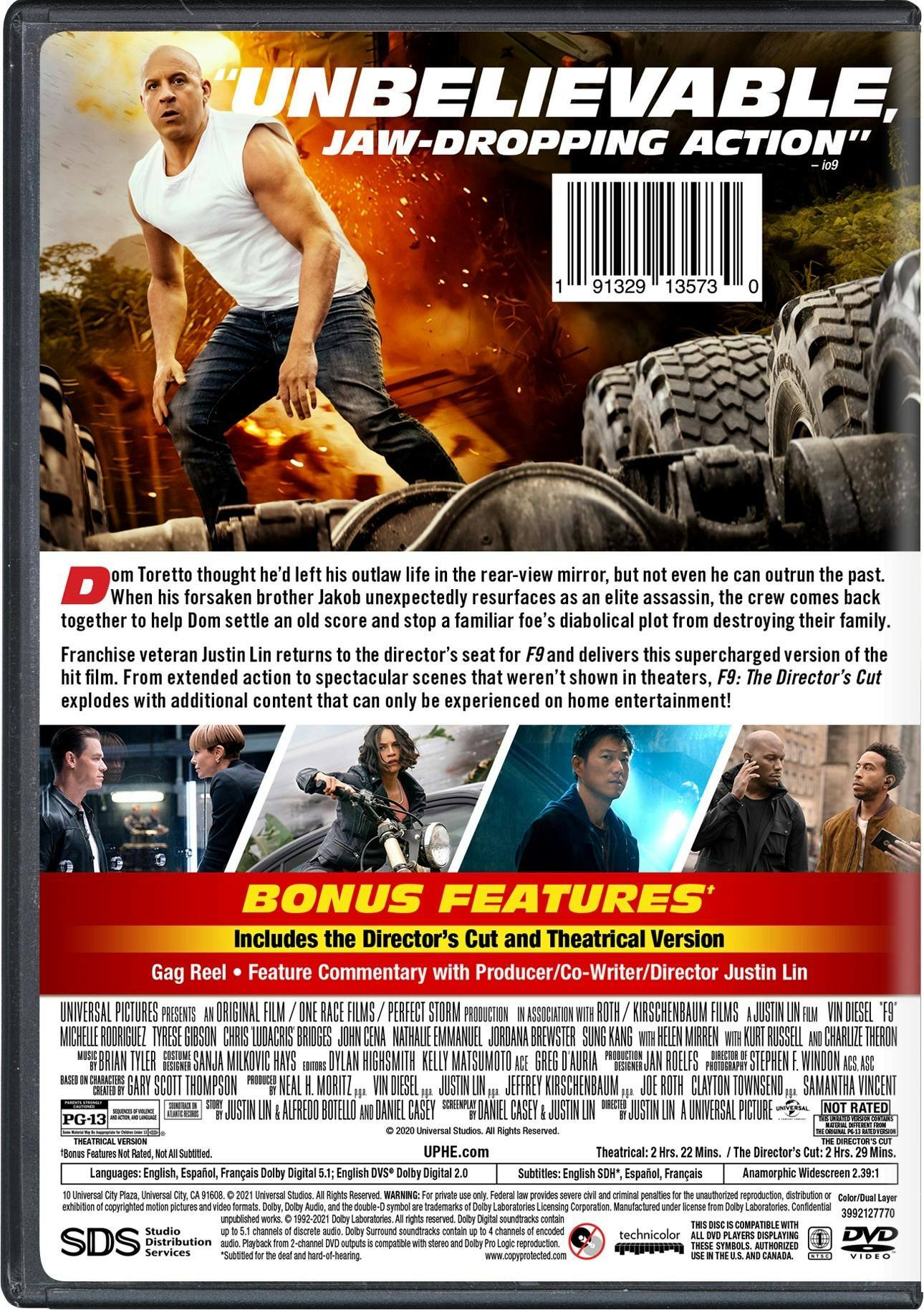 Back. F9: The Fast Saga [DVD].