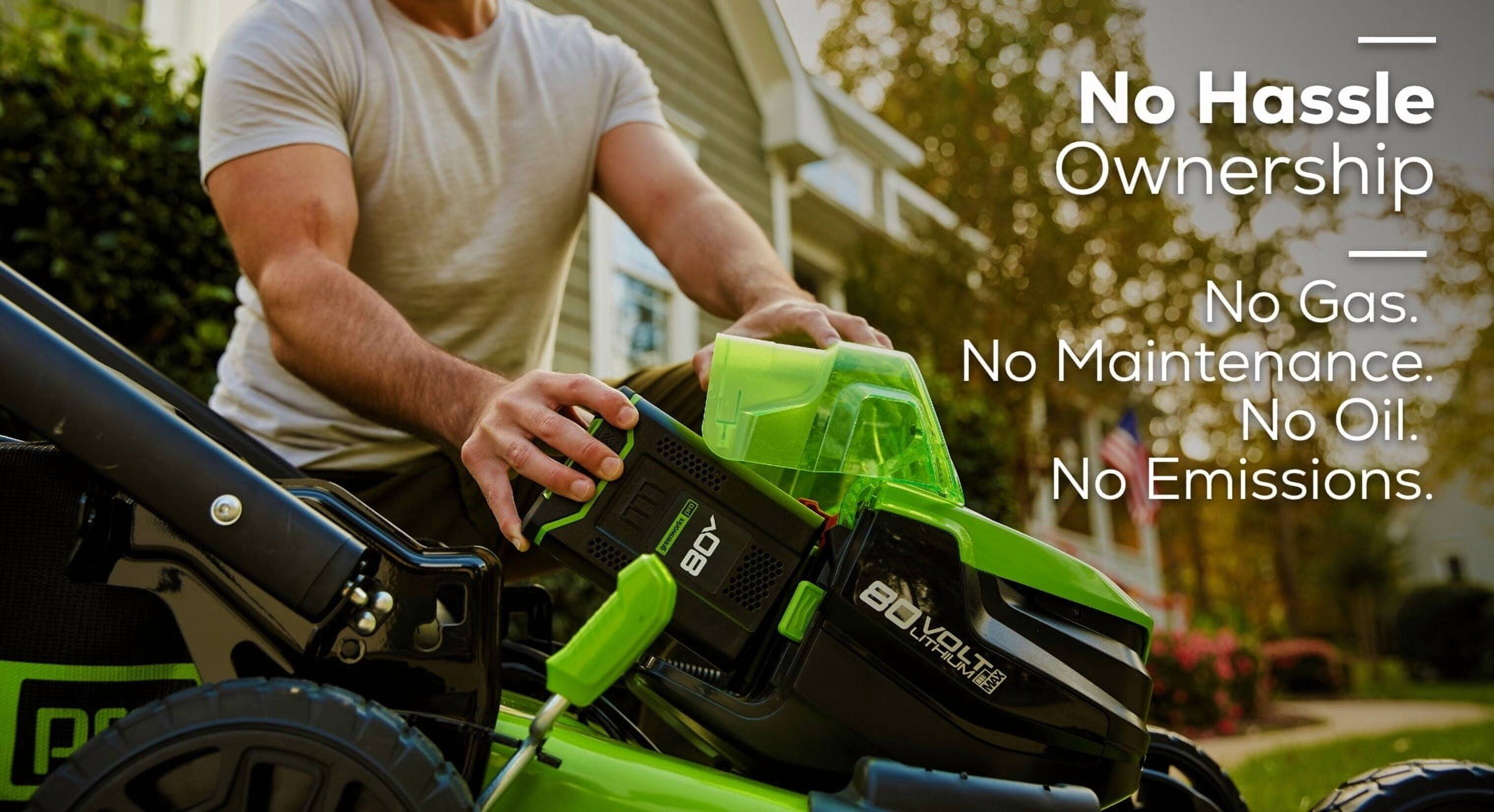 No Hassle Ownership  
No Gas. No Maintenance. No Oil. No Emissions.  
80 VOLT LITHIUM