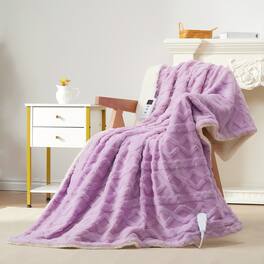 GAOMON - 84*90" Thick Tufted Sherpa Blanket, 10 Warmth Levels & 10 Time Settings, Machine Washable - Purple