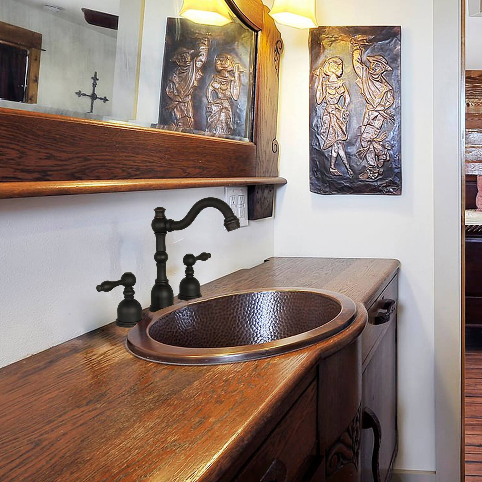 Alt View 5. Akicon - Akicon 8 inch Two-Handles Widespread Bathroom Sink Faucet in Oil Rubbed Bronze - Oil Rubbed Bronze.