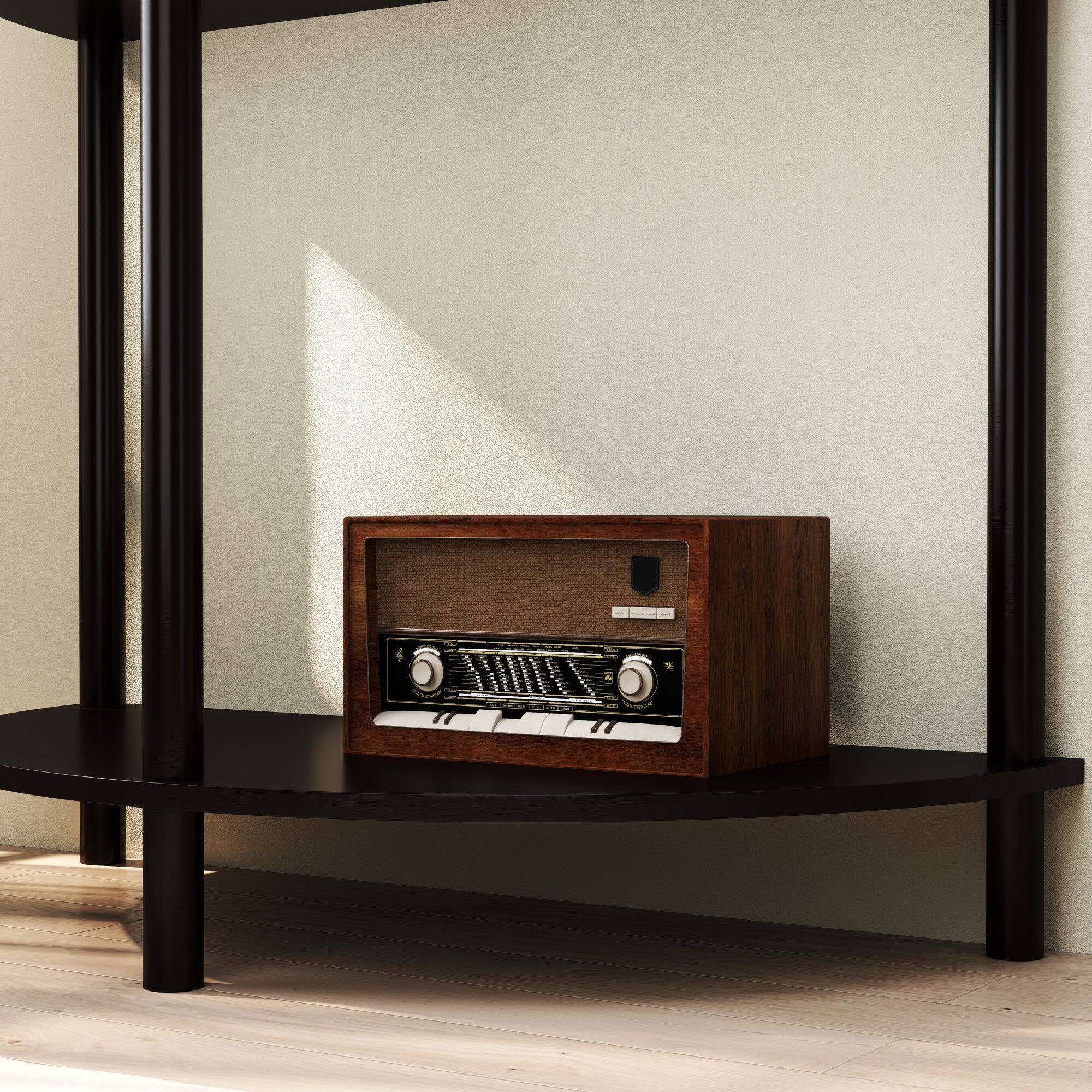 Alt View 10. Boyel Living - 31.88 in Boho Half Moon Console Table with Sliding Rattan Doors and Bottom Shelf Black - Black.