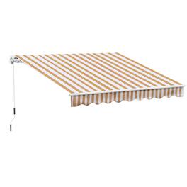 Outsunny - 10' x 8' Retractable Awning, Patio Awnings, Sunshade Shelter w/ Manual Crank Handle, UV & Water-Resistant Fabric - Beige Stripes