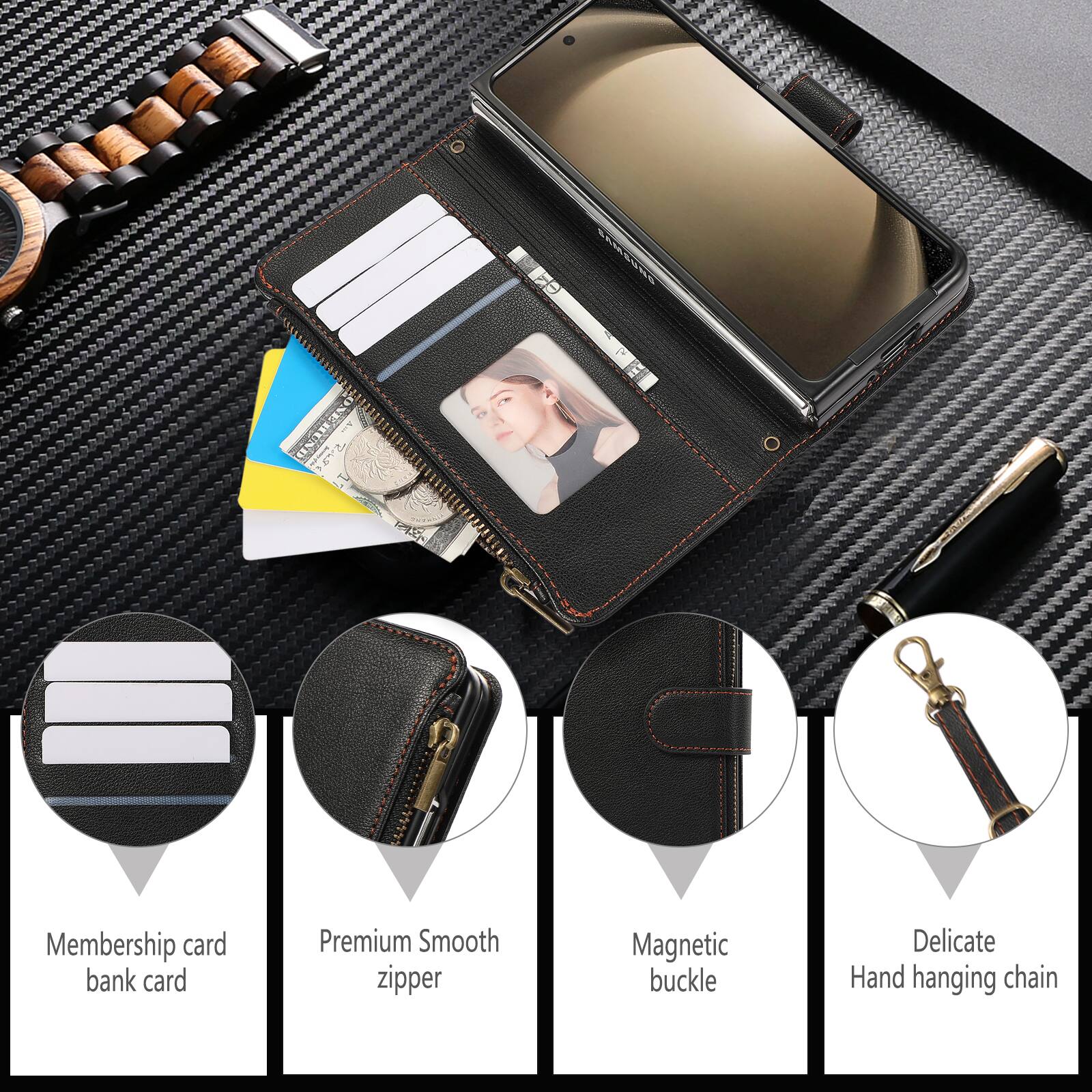 SAMEERS KIND ETL Membership card bank card Premium Smooth zipper Magnetic buckle Delicate Hand hanging chain