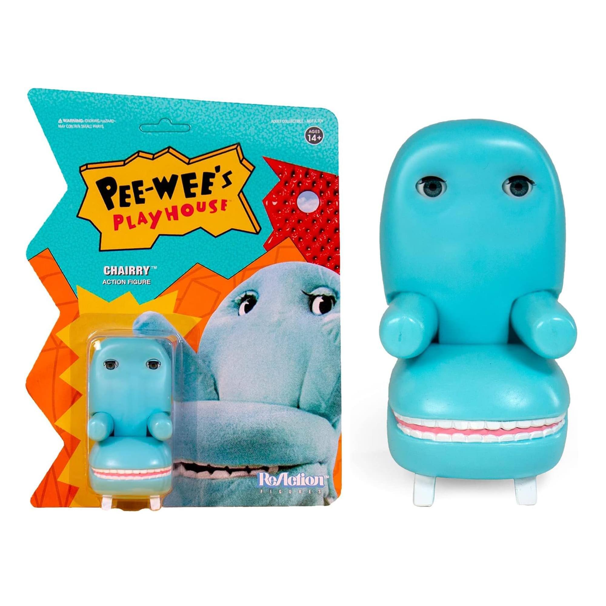 A WARNING: CHOKING HAZARD - SMALL PARTS. NOT FOR CHILDREN UNDER 3 YEARS.  
Pee-Wee's Playhouse  
Chairry™ Action Figure  
14+