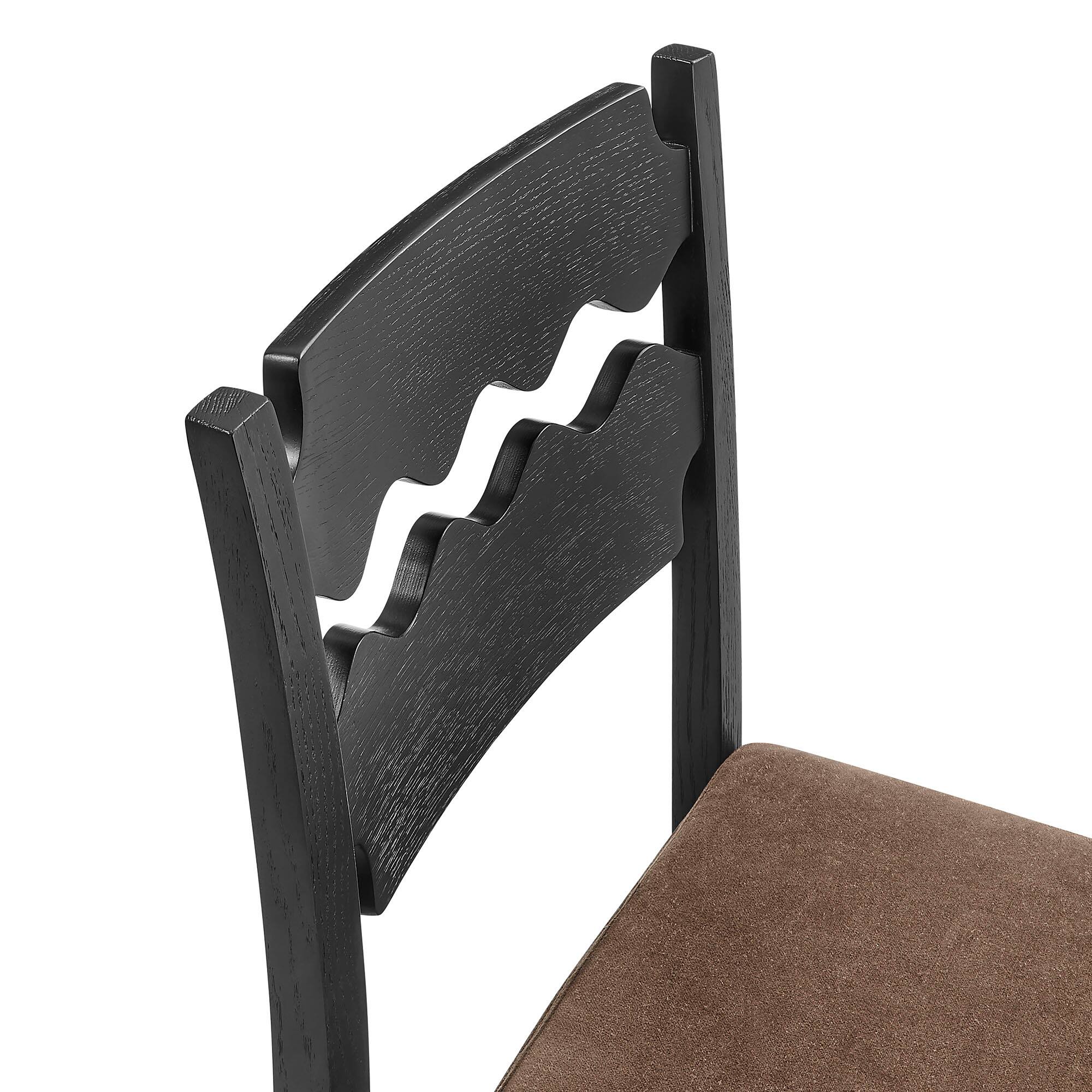 Alt View 6. Modway - Jax Oak Wood Bar Stool With Wavy Razor Back and Cushion by Modway - Black Cocoa.