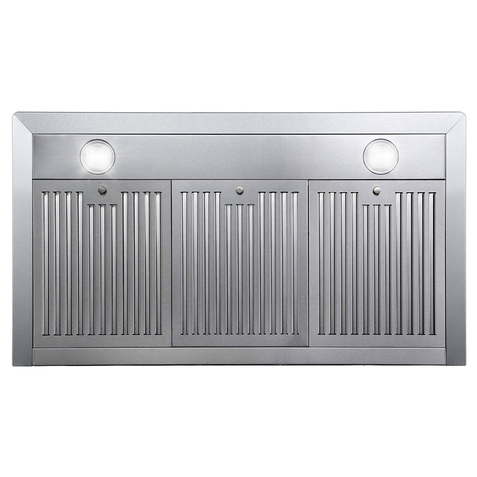 Back. COSMO - COS-63190-DL 36 in. Vista Collection 380 CFM Ductless Wall Mount Range Hood, Button Controls, LED Lights - Stainless Steel.