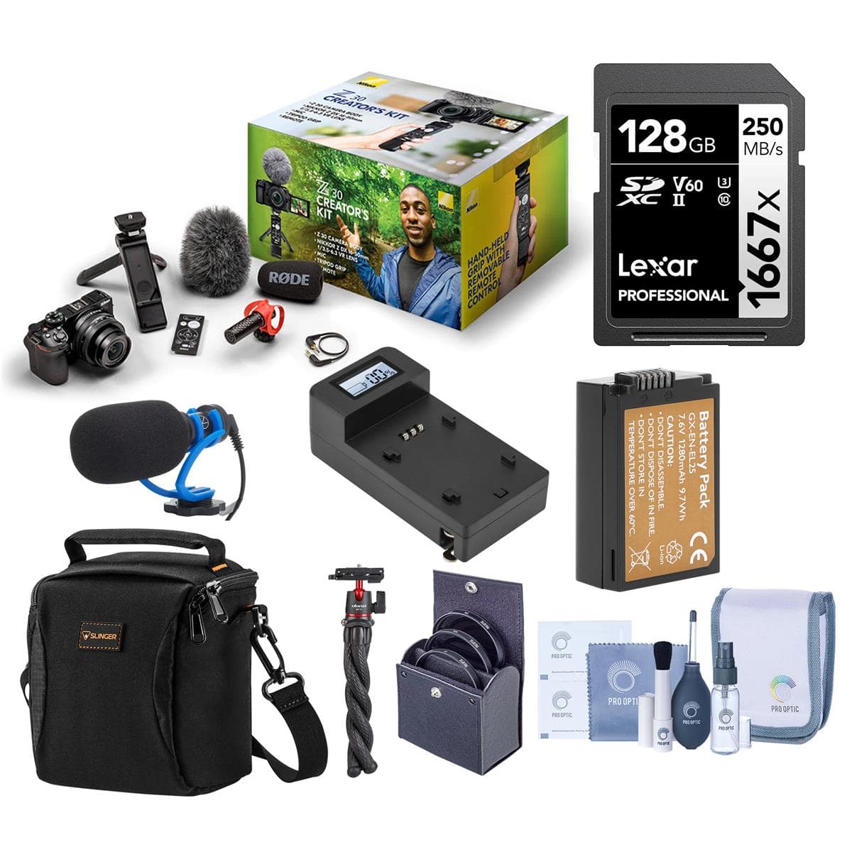 Bundle - Nikon - Z 30 Mirrorless Camera Creator's Kit, with 128GB Memory Card, Shoulder Bag, TASC300 Microphone, MT-11 price history on PriceWatchPro