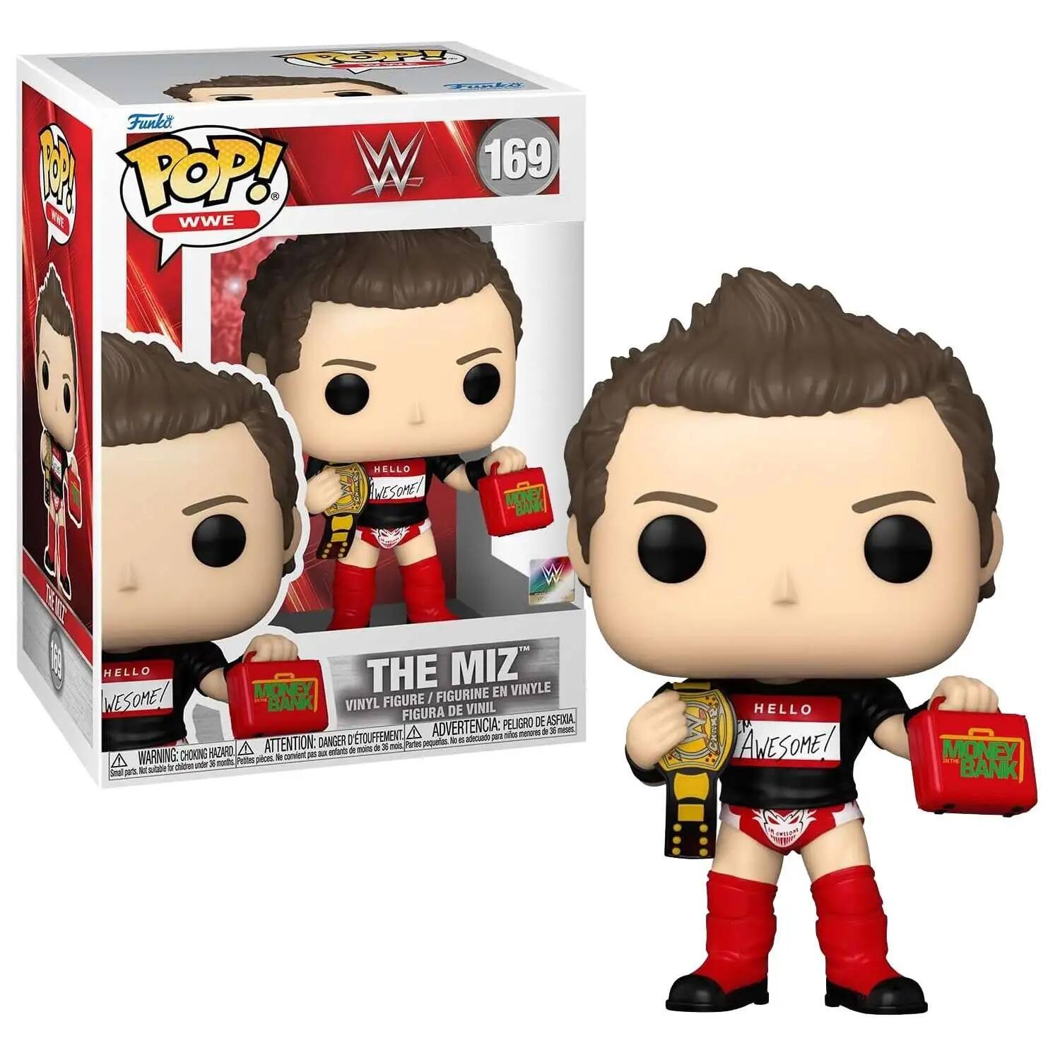 Funko Pop! WWE 169 WWE HELLO AWESOME! W BE HELLO THE MIZ FIGURINE EN VINYLE AWESOME! VINYL FIGURE / FIGURA DE VINIL WARNING: CHOKING HAZARD - ATTENTION: DANGER DE CHOQUEMENT - ADVERTENCIA: PELIGRO DE CHOQUE - WARNING: CHOKING HAZARD - ATTENTION: DANGER DE CHOQUEMENT - ADVERTENCIA: PELIGRO DE CHOQUE - HELLO AWESOME! MONEY BANK