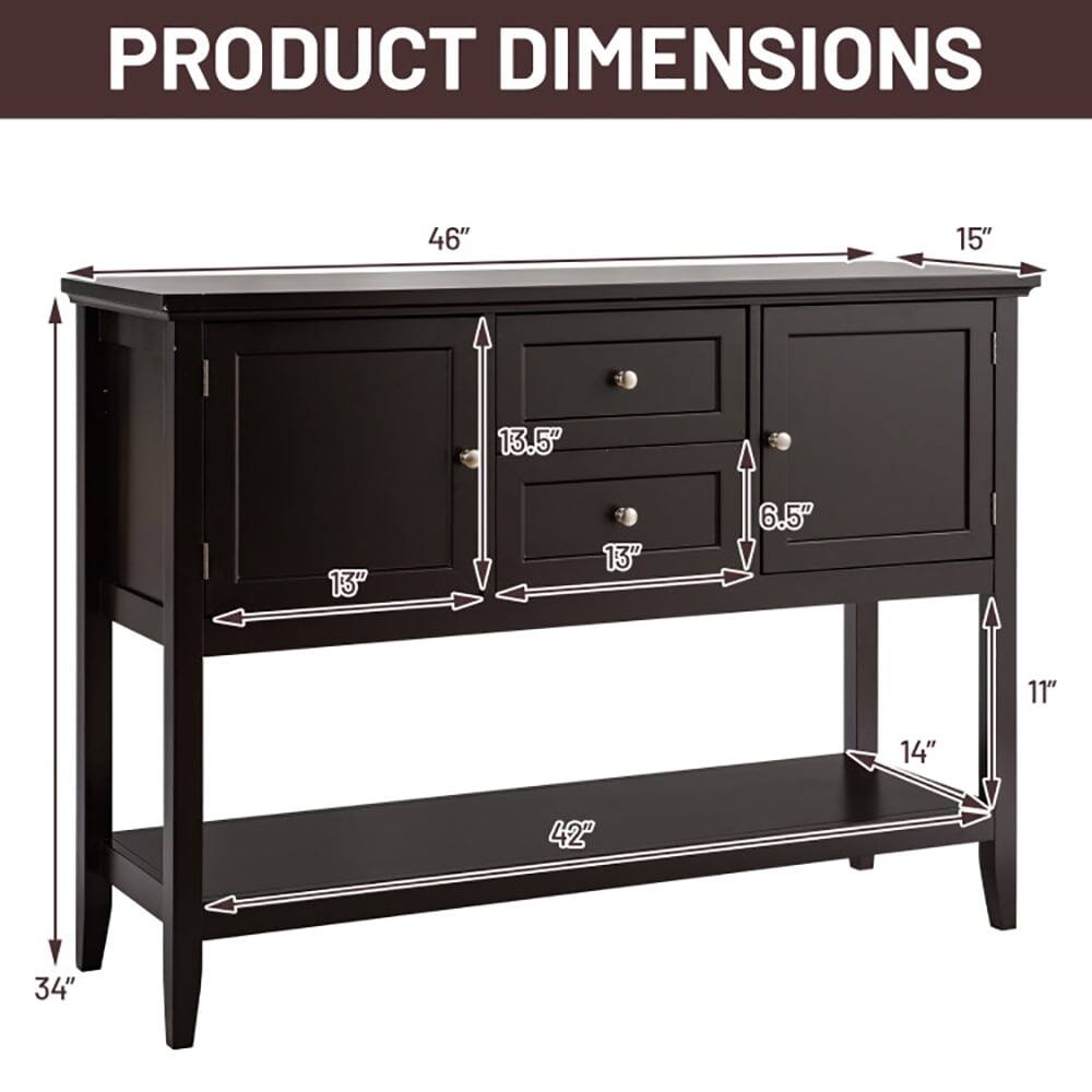 PRODUCT DIMENSIONS  
46" 15" 13.5" 13" 13" 6.5" 11" 14" 42" 34"