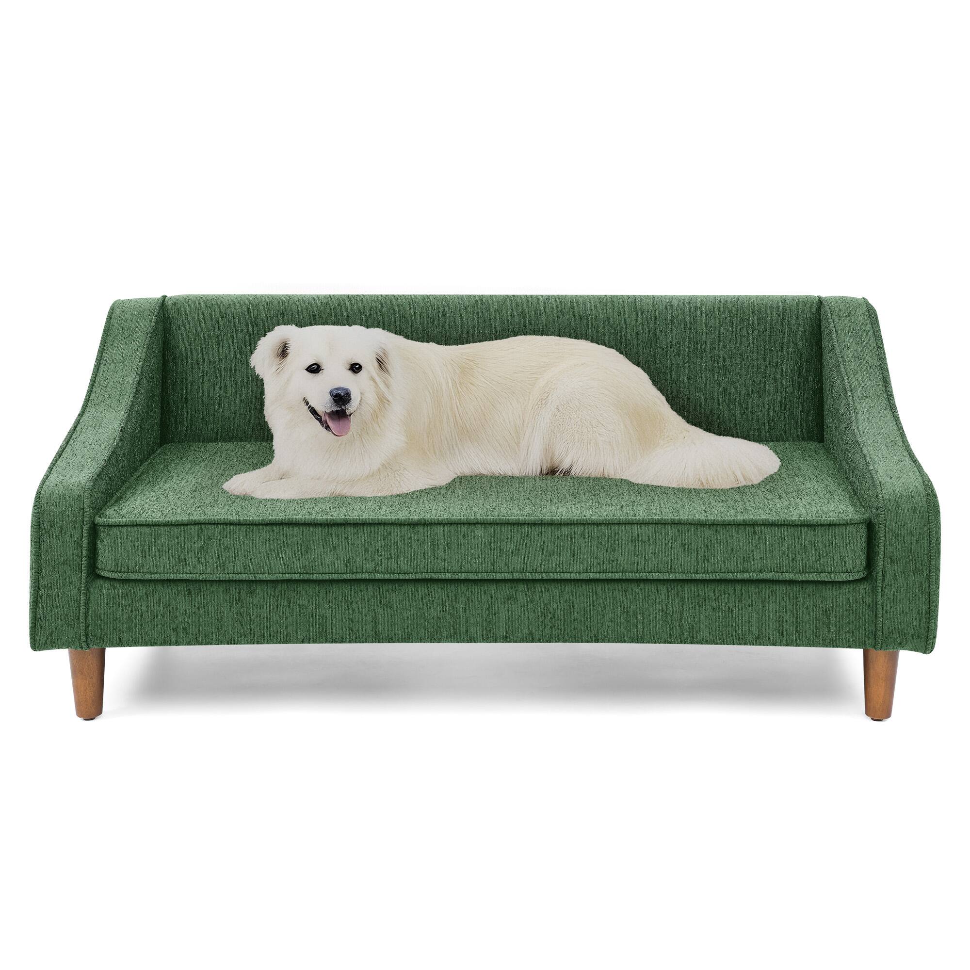 Alt View 1. APRILSOUL - Durable Elevated Dog Sofa Bed Pet sofa with modern irregular armrest design Comfortable soft dog sofa Green - Green.