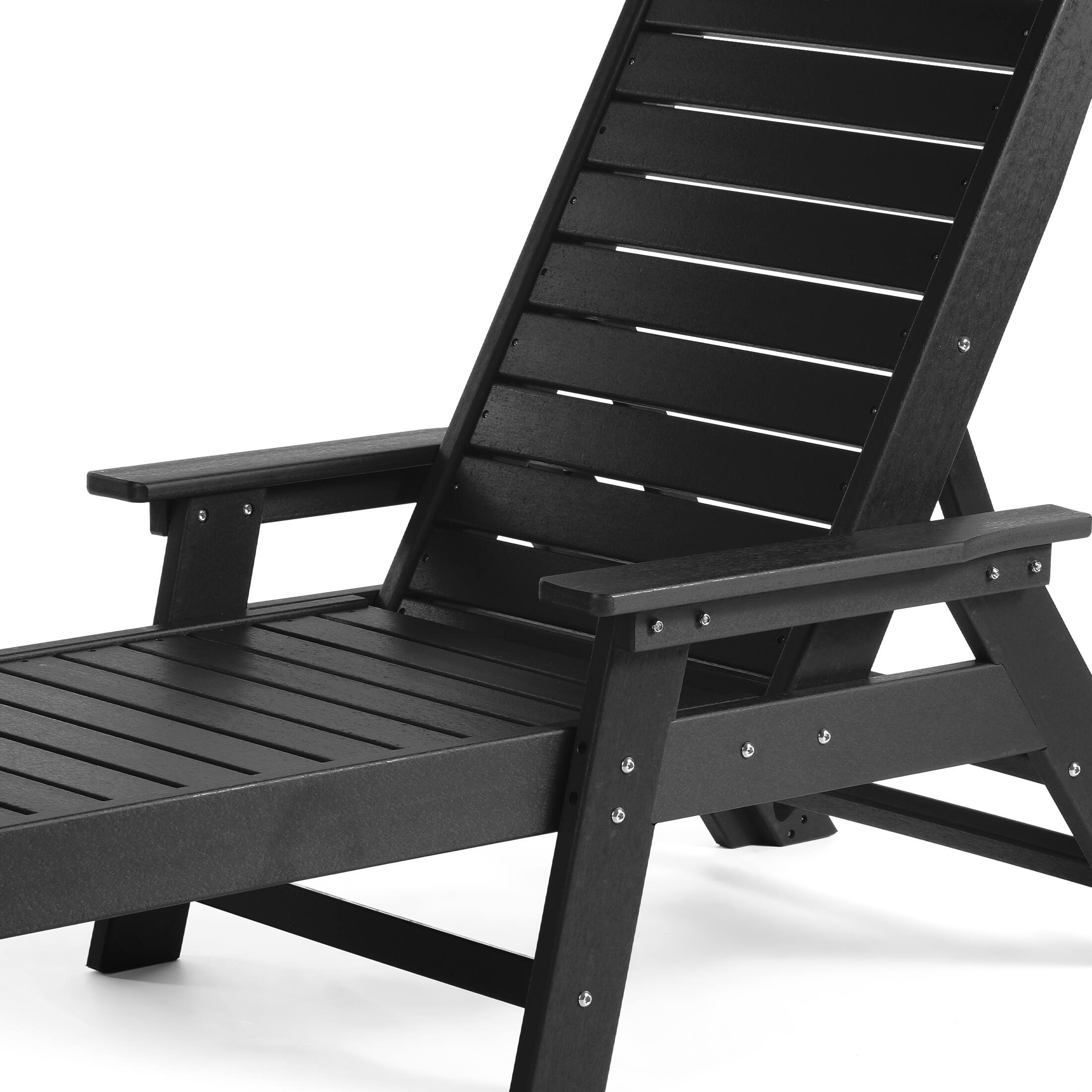 Alt View 4. WestinTrends - WestinTrends Malibu 3 piece Set Poly Adirondack Outdoor Chaise Lounges with Side Table - Black.