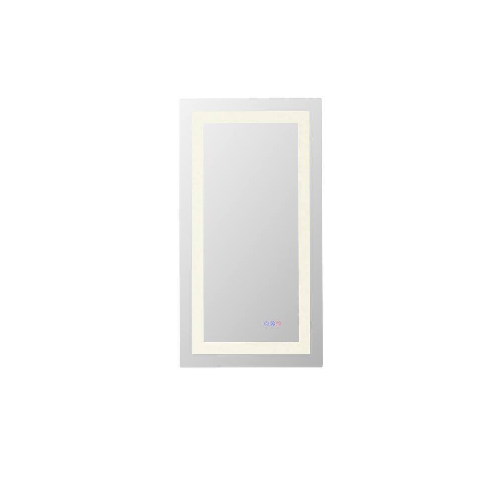 Back. Elegant Kitchen and Bath - Riven 36X18 Led Mirror, Adjustable Color 3000K/4200K/6400K - White.