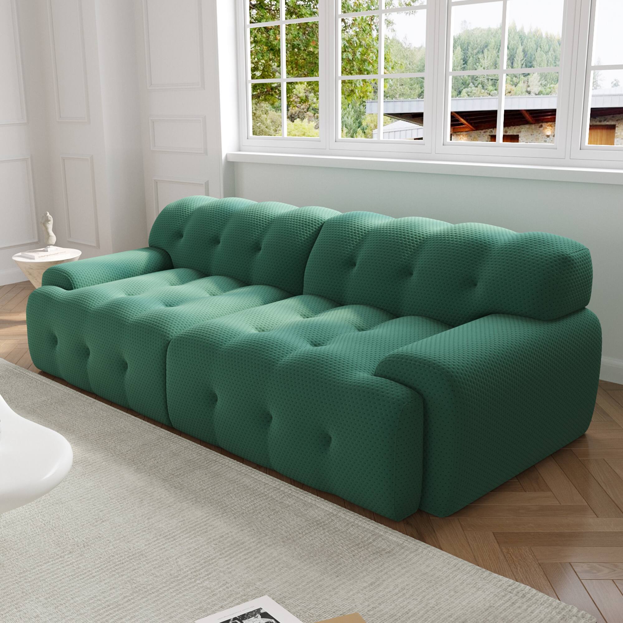 Alt View 4. Yardgrace - 102.4in Modular Sectional Couch, 2 Seats Breathable Floor Sofa, Modern Couch, Green - Green.