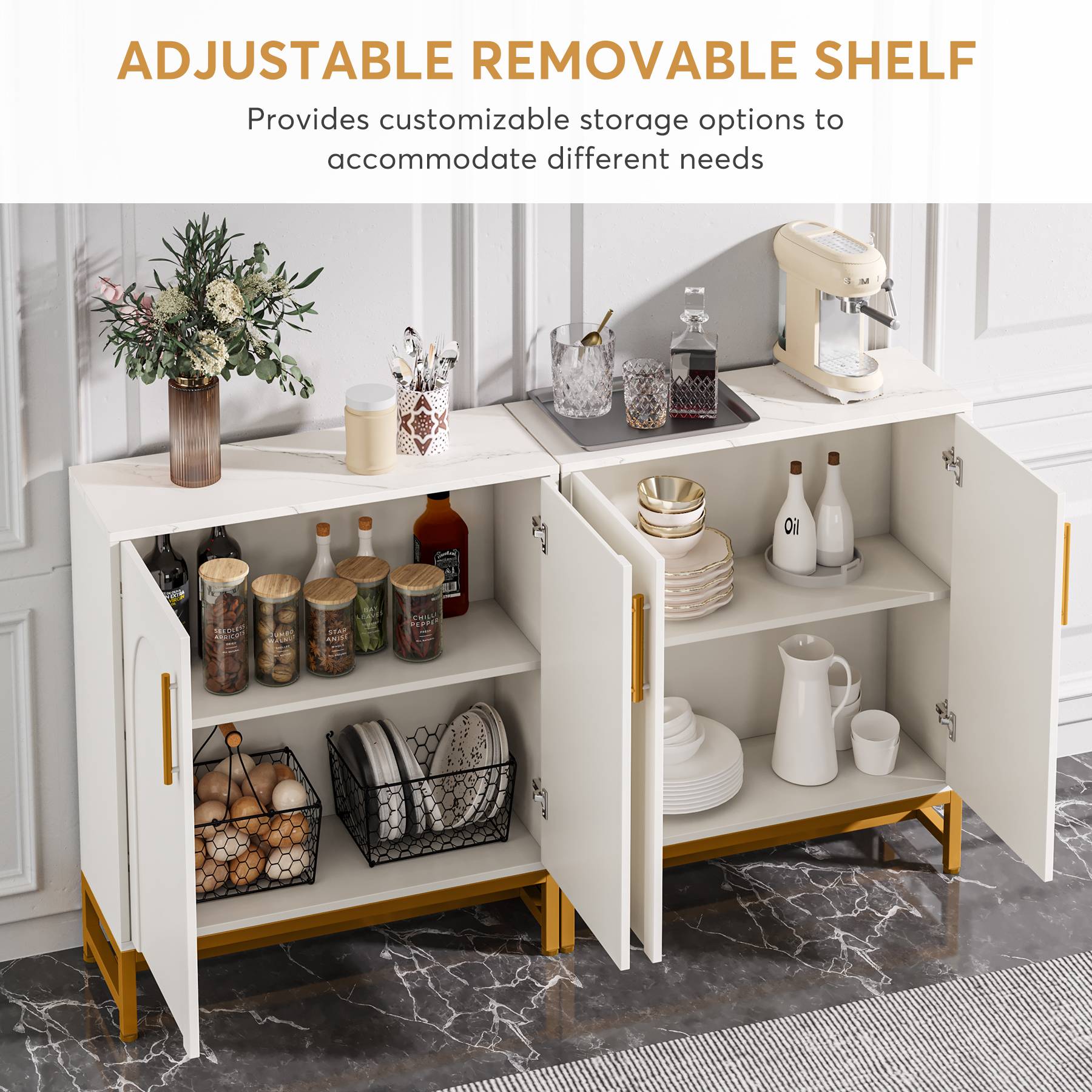 ADJUSTABLE REMOVABLE SHELF  
Provides customizable storage options to accommodate different needs