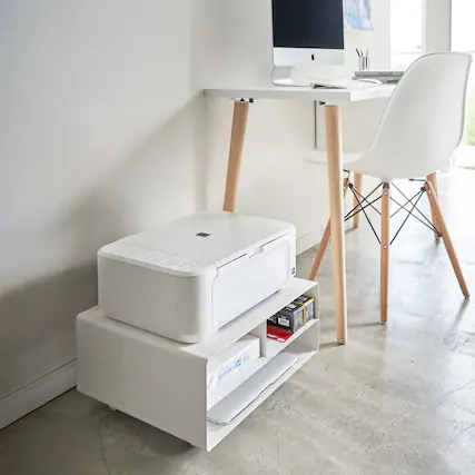Front. Yamazaki Home - Rolling Printer Stand - Steel.