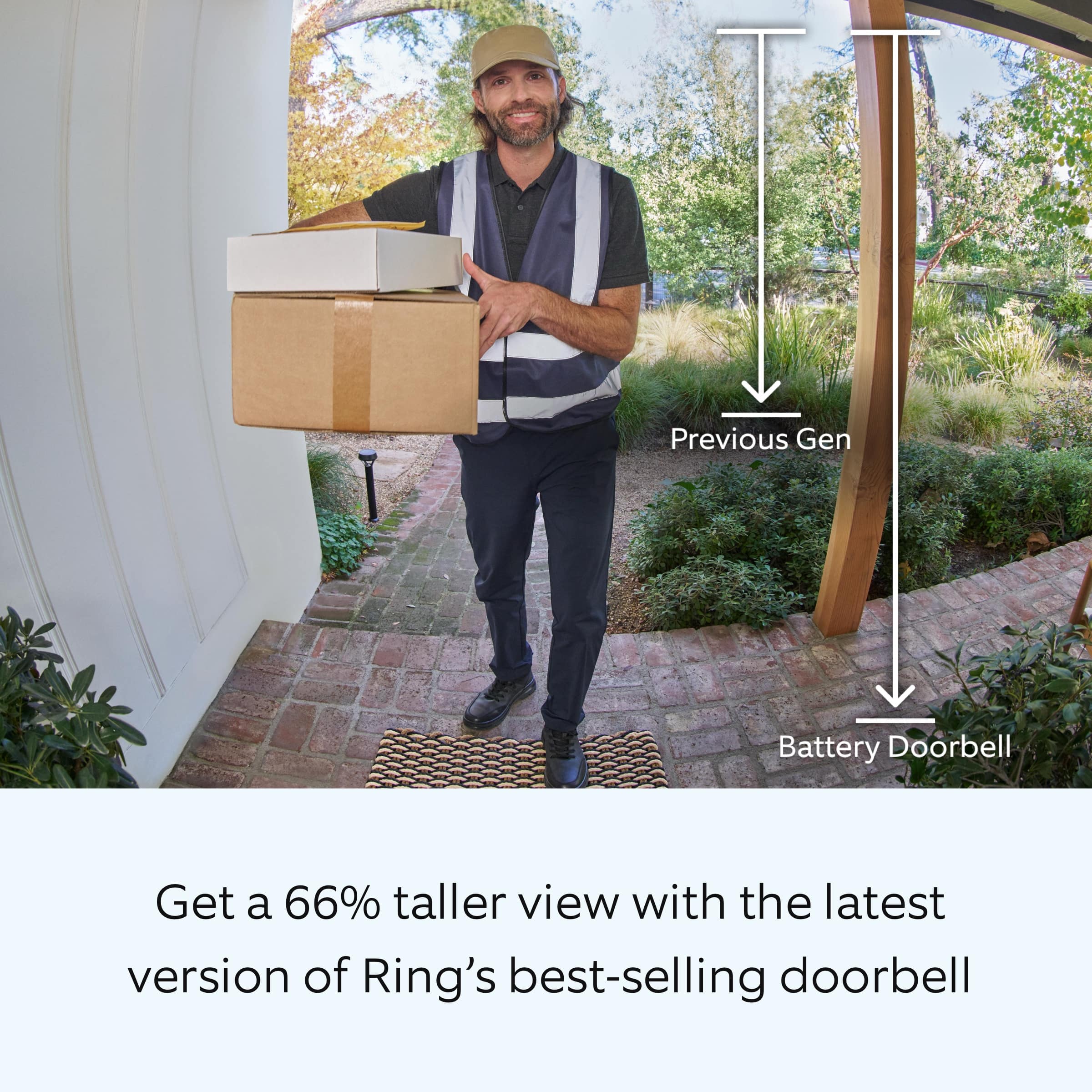 Previous Gen Battery Doorbell: Get a 66% taller view with the latest version of Ring's best-selling doorbell.
