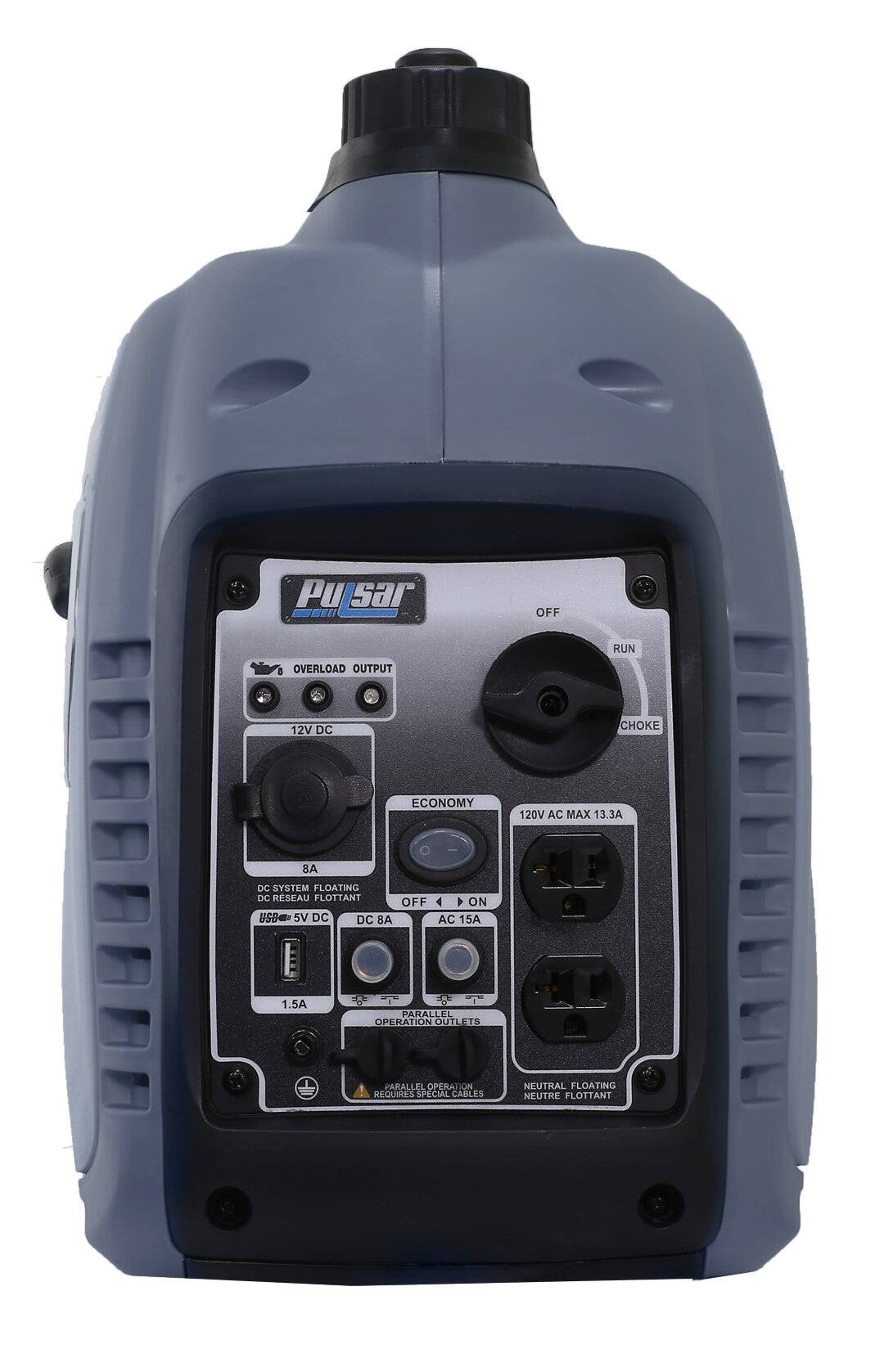 Pu sar C OFF RUN OVERLOAD OUTPUT 12V DC CHOKE ECONOMY 120V AC MAX 13.3A DC SYSTEM FLOATING DC RSEAU FLOTTANT OFF 4 4 ON US6 5V DC DC BA AC 15A 1.5A PARALLEL OPERATION OUTLETS PARALLEL OPERATION REQUIRES SPECIAL CABLES NEUTRAL FLOATING NEUTRE FLOTTANT