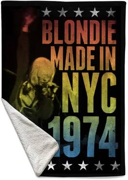 PopMarket - Blondie - Rocksax - Blondie - Made In NYC - Sherpa Fleece Throw (50 in x 60 in) - Multicolor