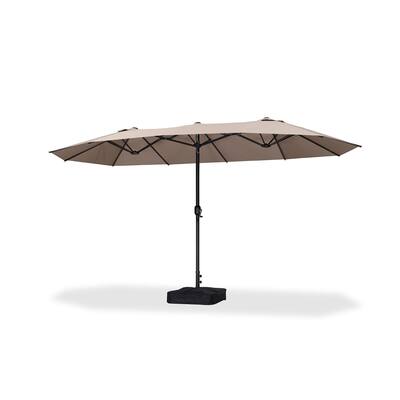 PURPLE LEAF - 14 ft. Patio Market Umbrella with Base Double-Sided Outdoor Table Sun Umbrellas with Crank for Pool Beach Deck Backyard - Taupe PURPLE LEAF - 14 ft. Patio Market Umbrella with Base Double-Sided Outdoor Table Sun Umbrellas with Crank for Pool Beach Deck Backyard - Taupe