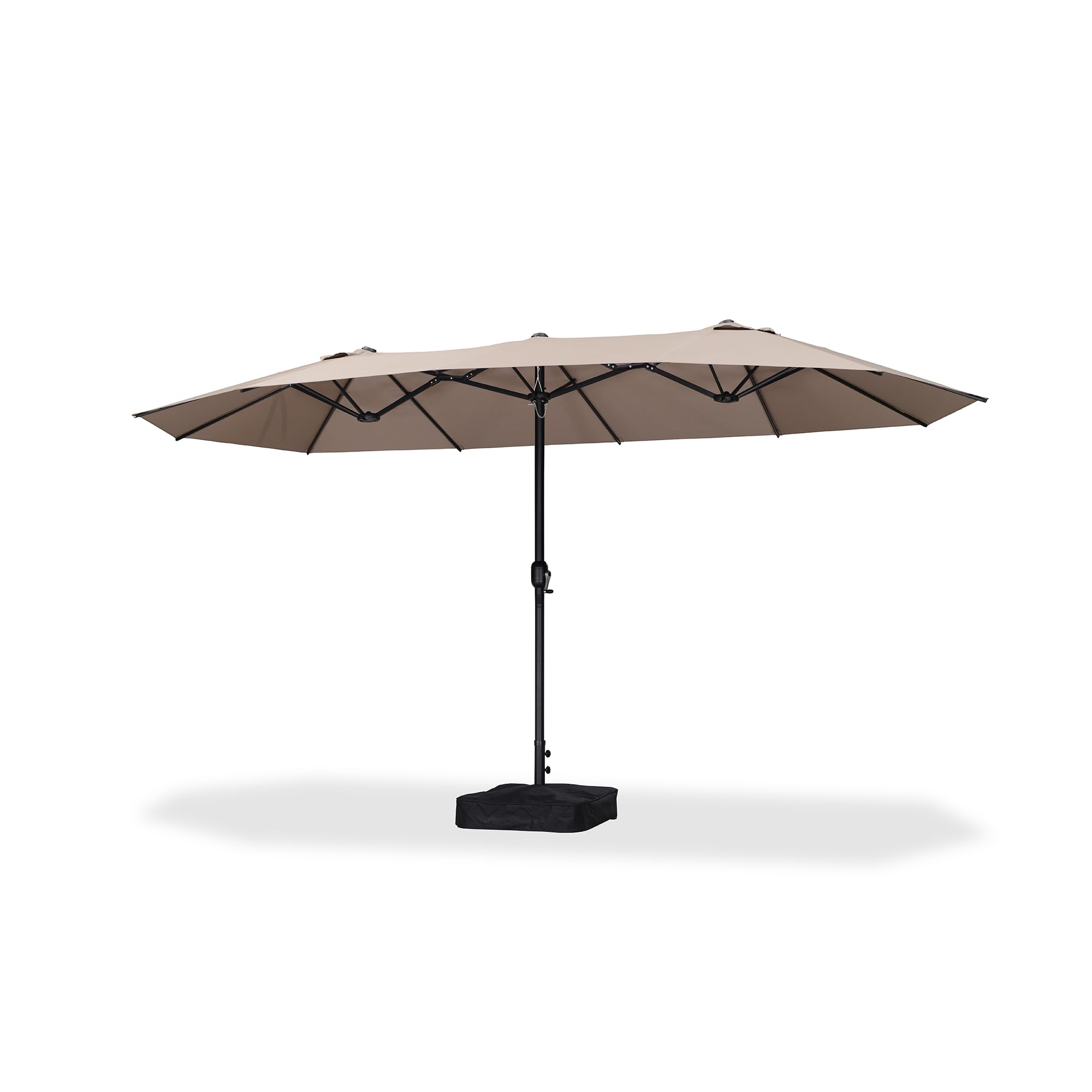 Alt View 7. PURPLE LEAF - 14 ft. Patio Market Umbrella with Base Double-Sided Outdoor Table Sun Umbrellas with Crank for Pool Beach Deck Backyard - Taupe.