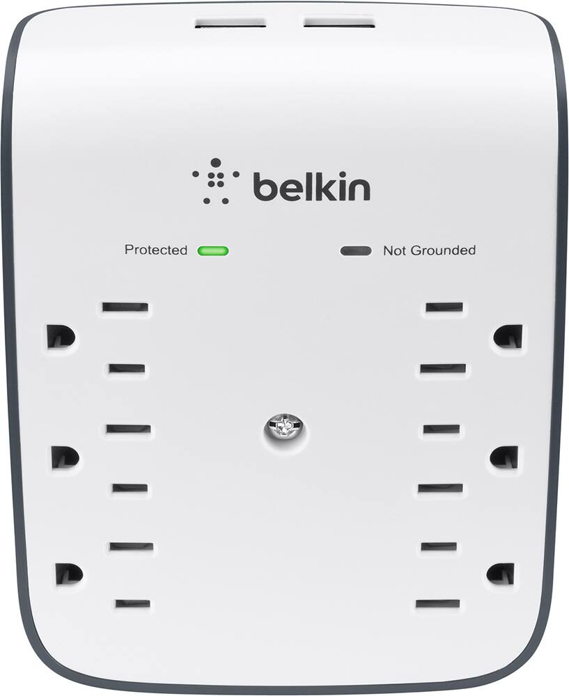 Alt View 11. Belkin - SurgePlus 6-Outlet USB Wall-Mount Surge Protector - White.