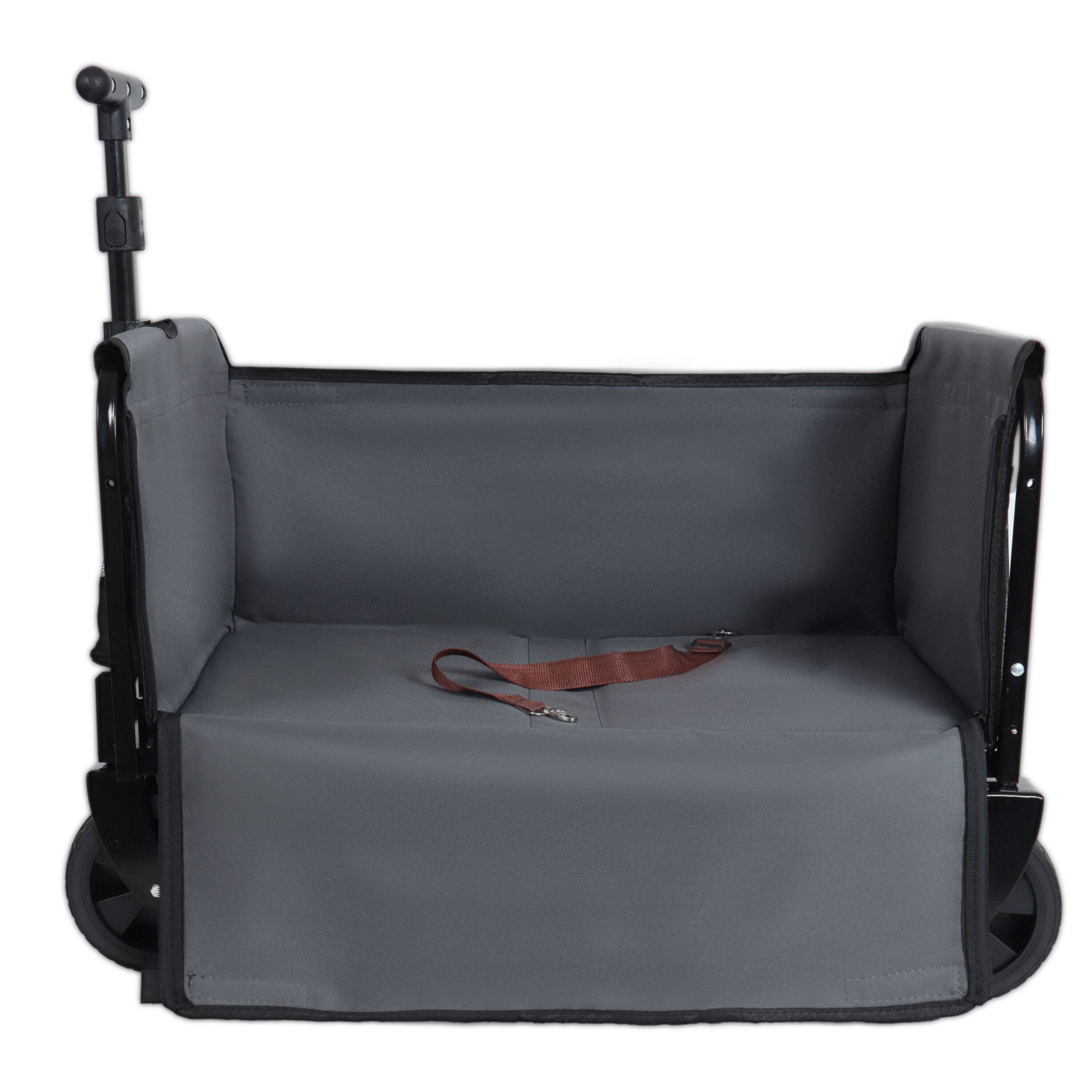 Left. Mondawe - All-in-One Convertible Camping Utility Carts - Bench Seat, Dog Tether w/ 360° All-Terrain Wheels - Black.