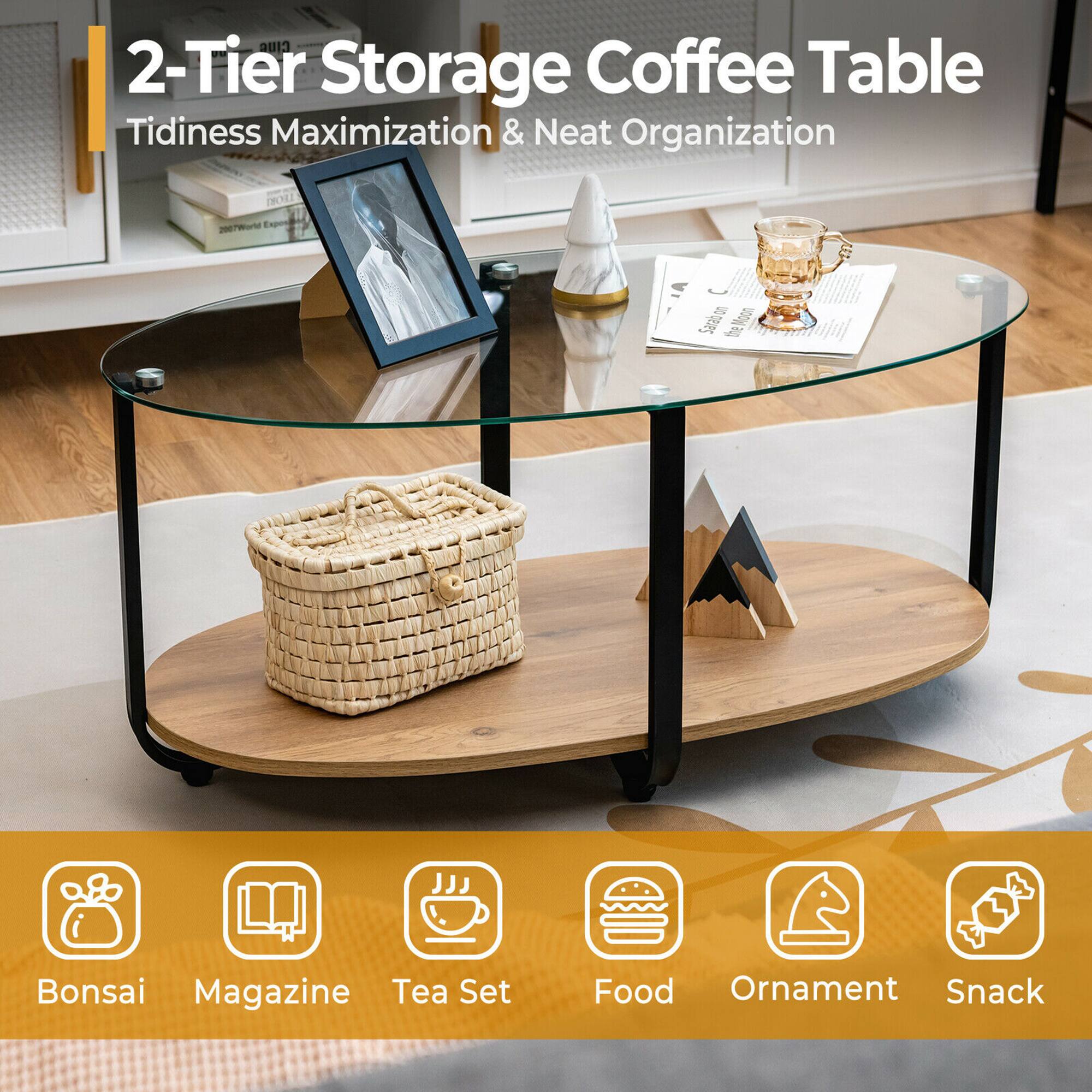 2-Tier Storage Coffee Table  
Tidiness Maximization & Neat Organization  

Bonsai  
Magazine  
Tea Set  
Food  
Ornament  
Snack