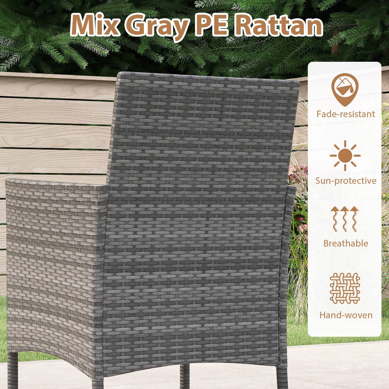 Mix Gray PE Rattan
Fade-resistant
Sun-protective
Breathable
Hand-woven