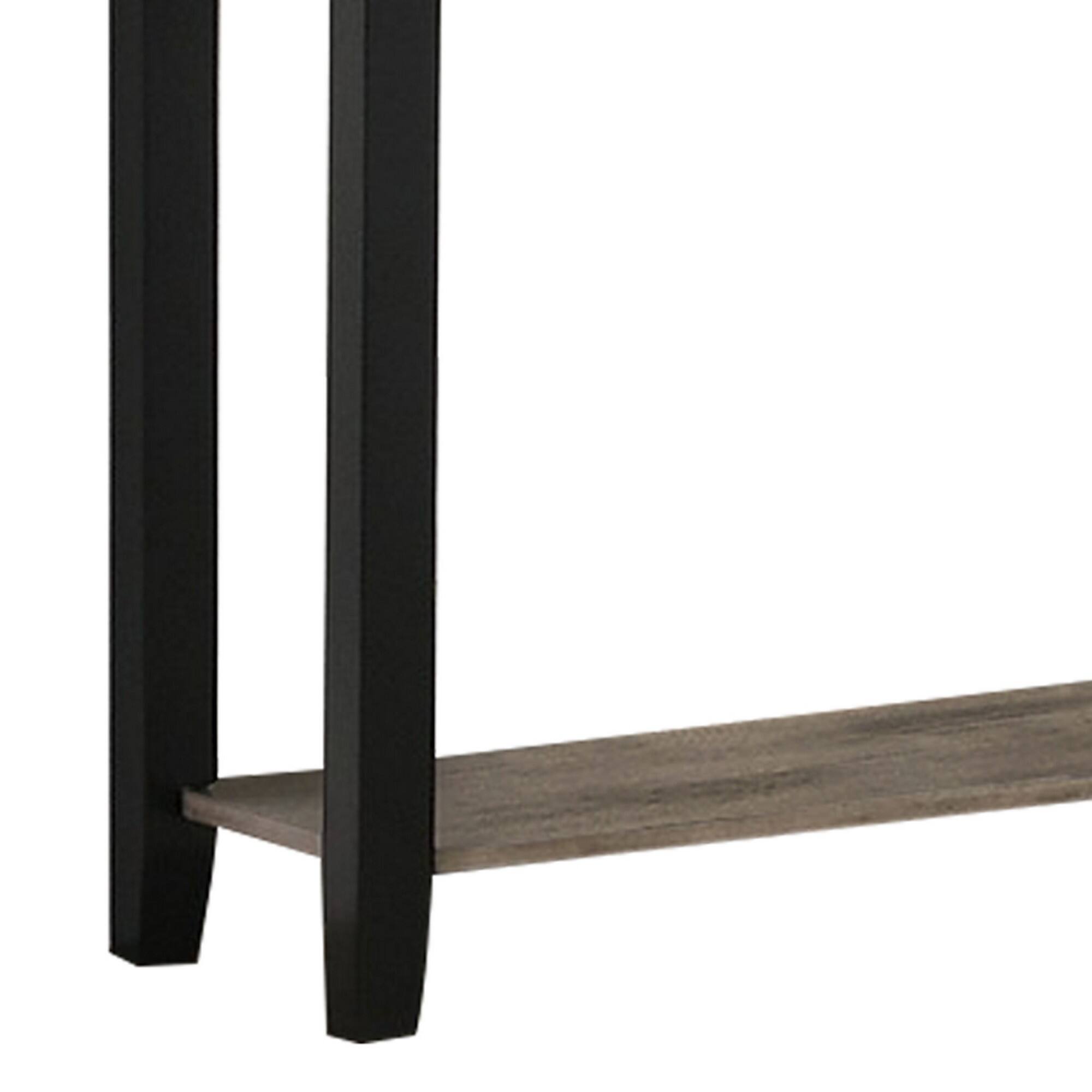 Angle. Manhattan Lane - Wooden Console Table with One Open Shelf - Black and Gray.