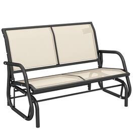 Outsunny - 2-Person Outdoor Glider Bench, Patio Double Swing Rocking Chair Loveseat w/Powder Coated Steel Frame - Beige