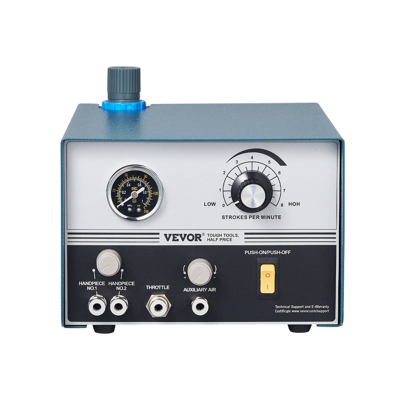 3 4 5 5 x 2 d 30 D4 d C 02 O 1 3 1 7 as 1 - 5 LOW 0 H STROKES PER MINUTE TOUGH TOOLS VEVOR HALF PRICE PUSH-ON/PUSH-OFF 1 1 HANDPIECE HANDPIECE NO.1 NO.2 THROTTLE AUXILIARY AIR I Technical Support and -Warranty Certificate www.vevor.com/support

VEVOR

TOUGH TOOLS, HALF PRICE

STROKES PER MINUTE

LOW 0 H OH

PUSH-ON/PUSH-OFF

HANDPIECE NO.1

HANDPIECE NO.2

THROTTLE

AUXILIARY AIR

Technical Support and E-Warranty Certificate www.vevor.com/support