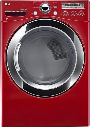 Front. LG - SteamDryer 7.3 Cu. Ft. 9-Cycle Ultralarge-Capacity Steam Gas Dryer - Wild Cherry Red.