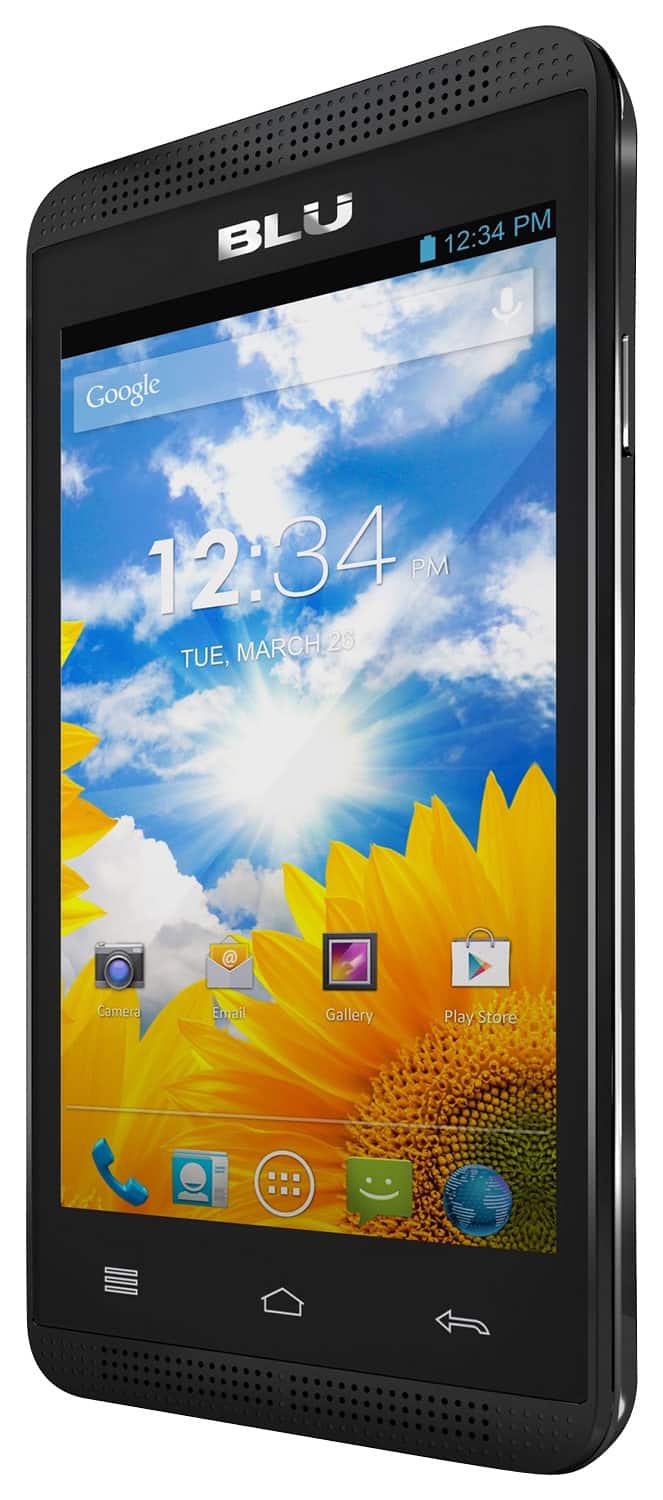 Front. BLU - Dash Music 4.0 Cell Phone (Unlocked) - Black.