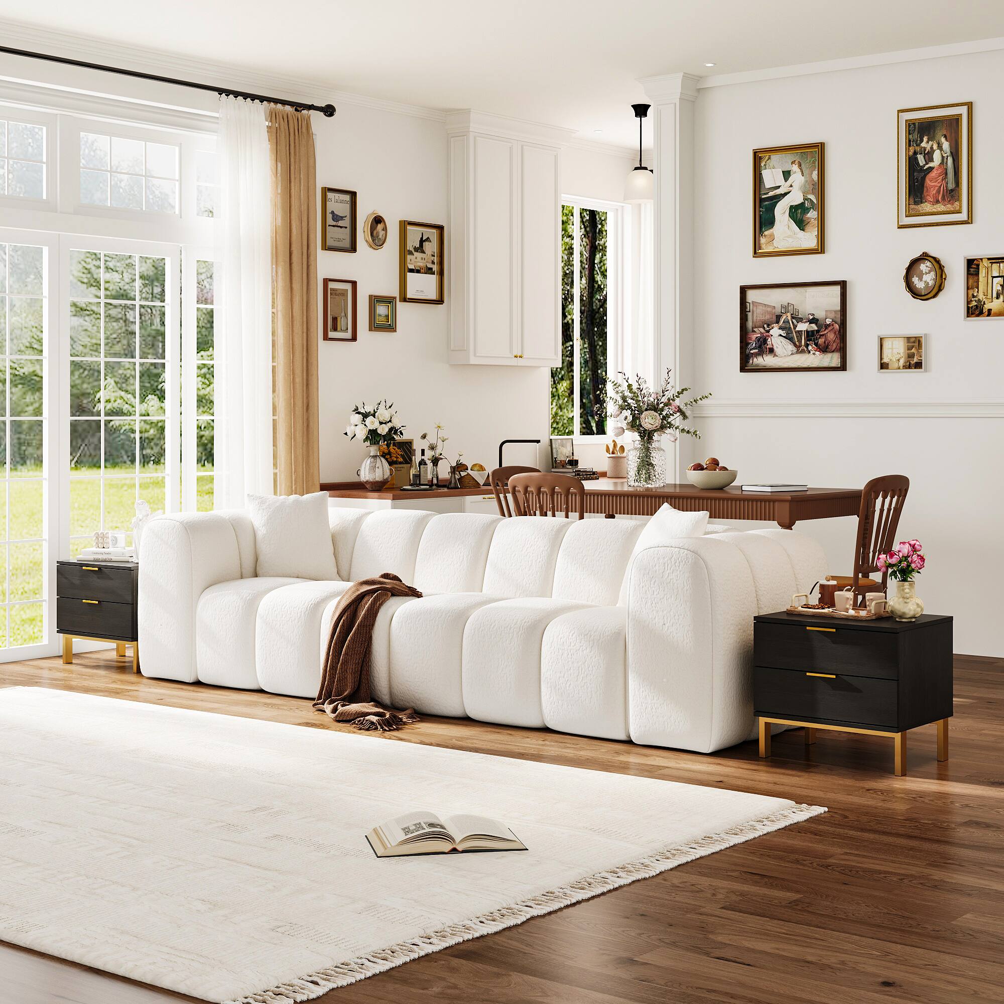 Alt View 8. FUFU & GAGA - FUFU&GAGA 2 - Drawer Nightstand with Gold Accents: Stylish Bedside Storage - Black.