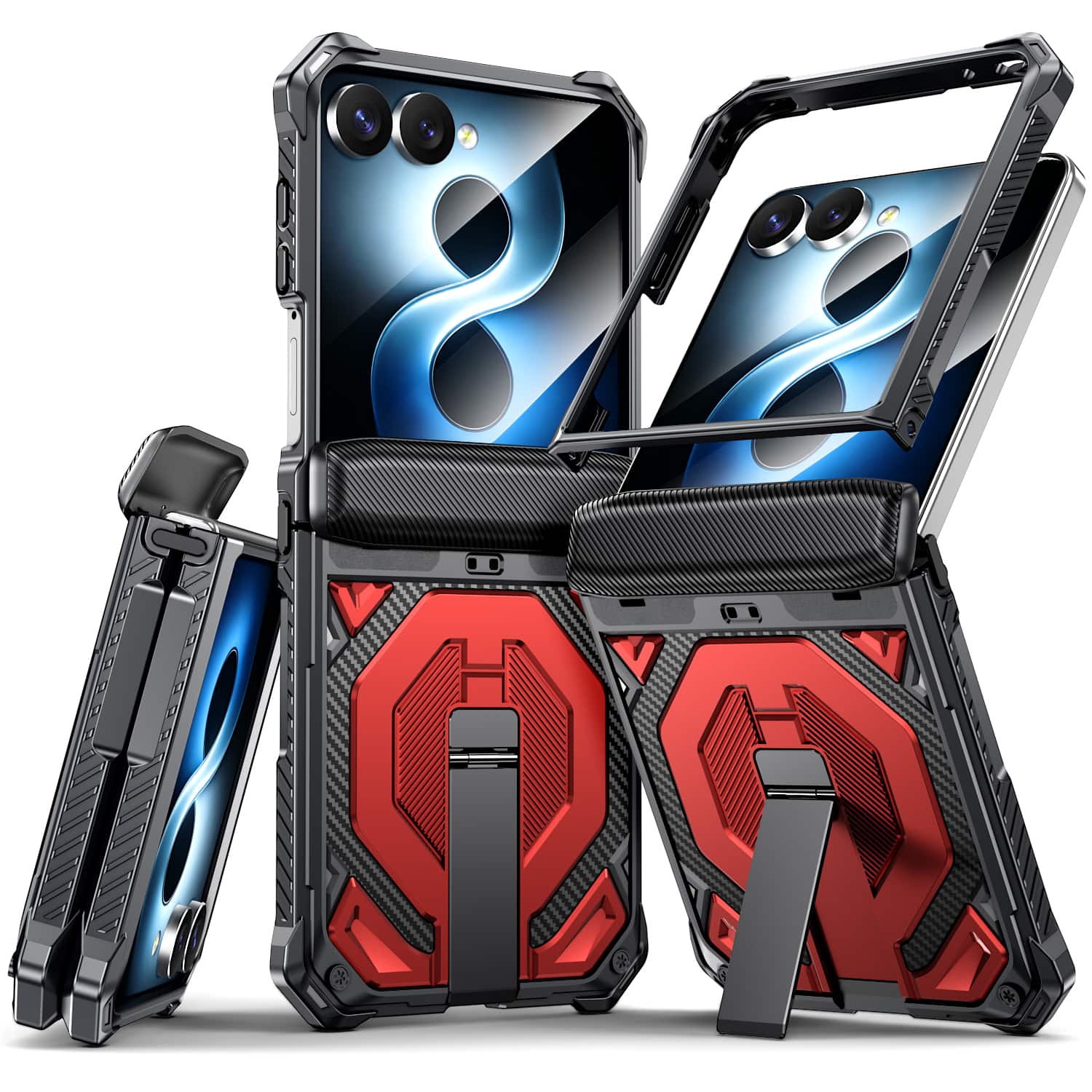 Dteck - Heavy Duty Rugged Magnetic Case For Samsung Galaxy Z Flip 7, Foldable Kickstand Shockproof Hinge Protection Cover - Red price history on PriceWatchPro