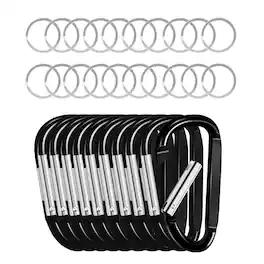 VEVOR - 10 PCS Carabiner, Caribeaner Clip, Spring Snap Hook for Keychain Clip, 3.07"Aluminum Alloy D Ring Shape Carabeaner - Black