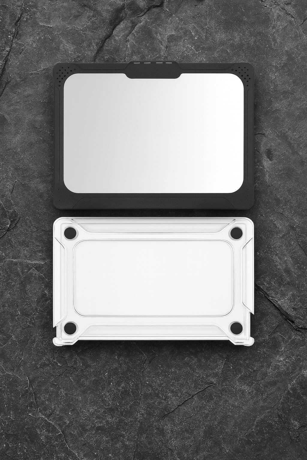 Left. SaharaCase - Apple MacBook Air 13-Inch (M2 Chip) Pro Shield Case | Shock-Absorbing Corners | Hard Shell | Venture Series - Clear/Black.