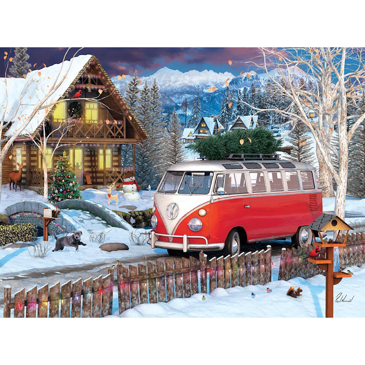 Left. Eurographics - Puzzle Tin: VW Christmas Bus - 550 Piece.