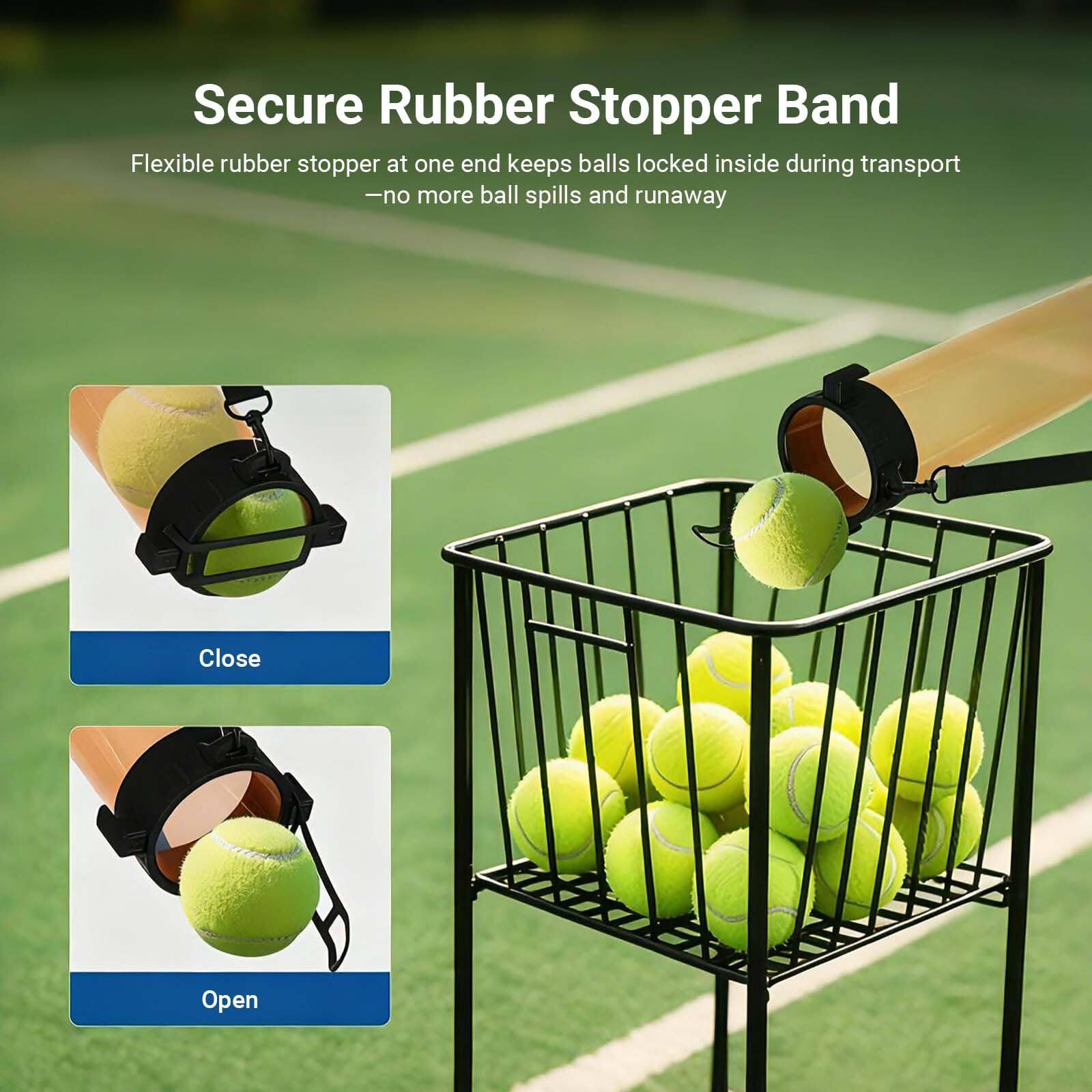 Secure Rubber Stopper Band

Flexible rubber stopper at one end keeps balls locked inside during transport - no more ball spills and runaway

Close

Open
