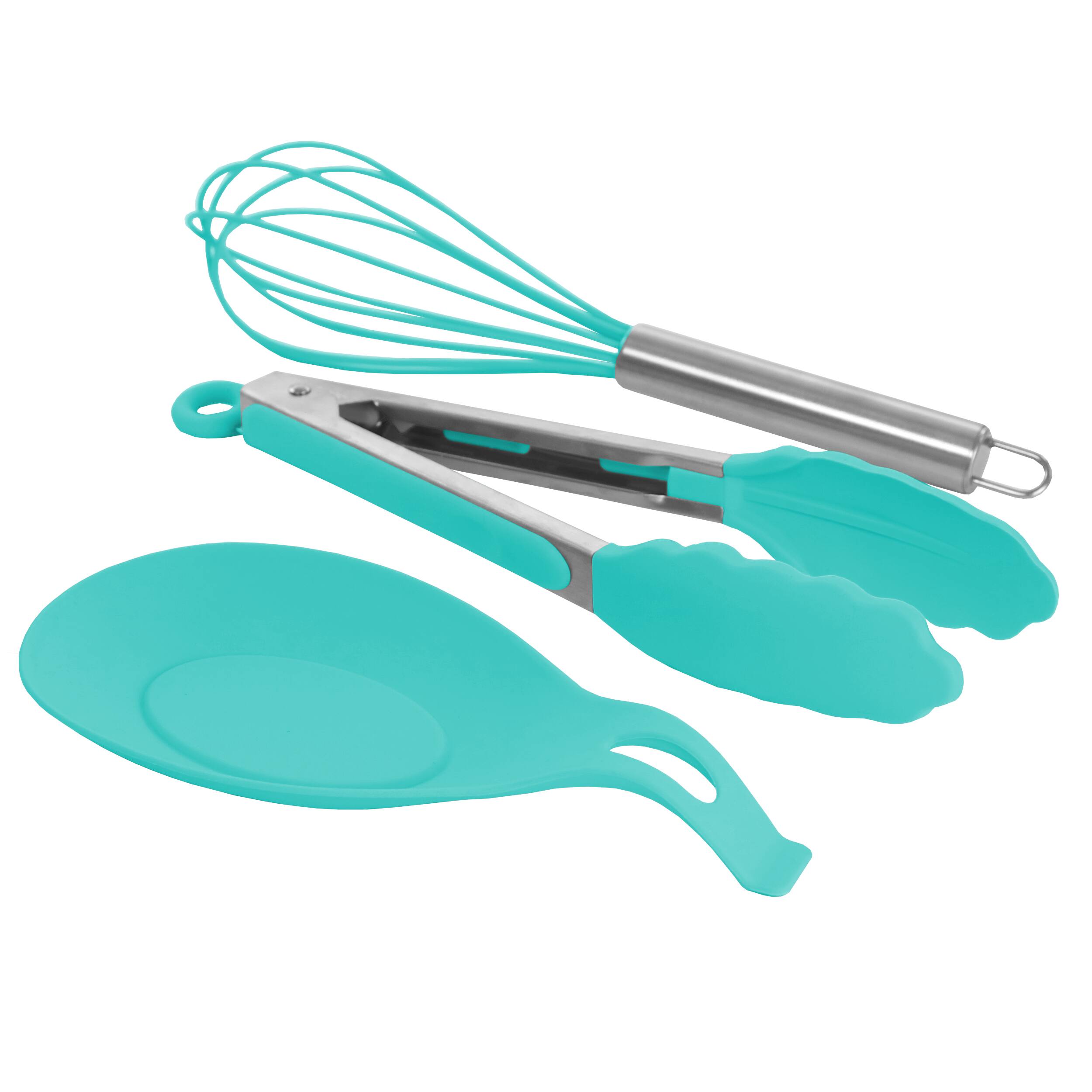 Alt View 4. MegaChef - MegaChef Light Teal Silicone Cooking Utensils, Set of 12 - Light Teal.